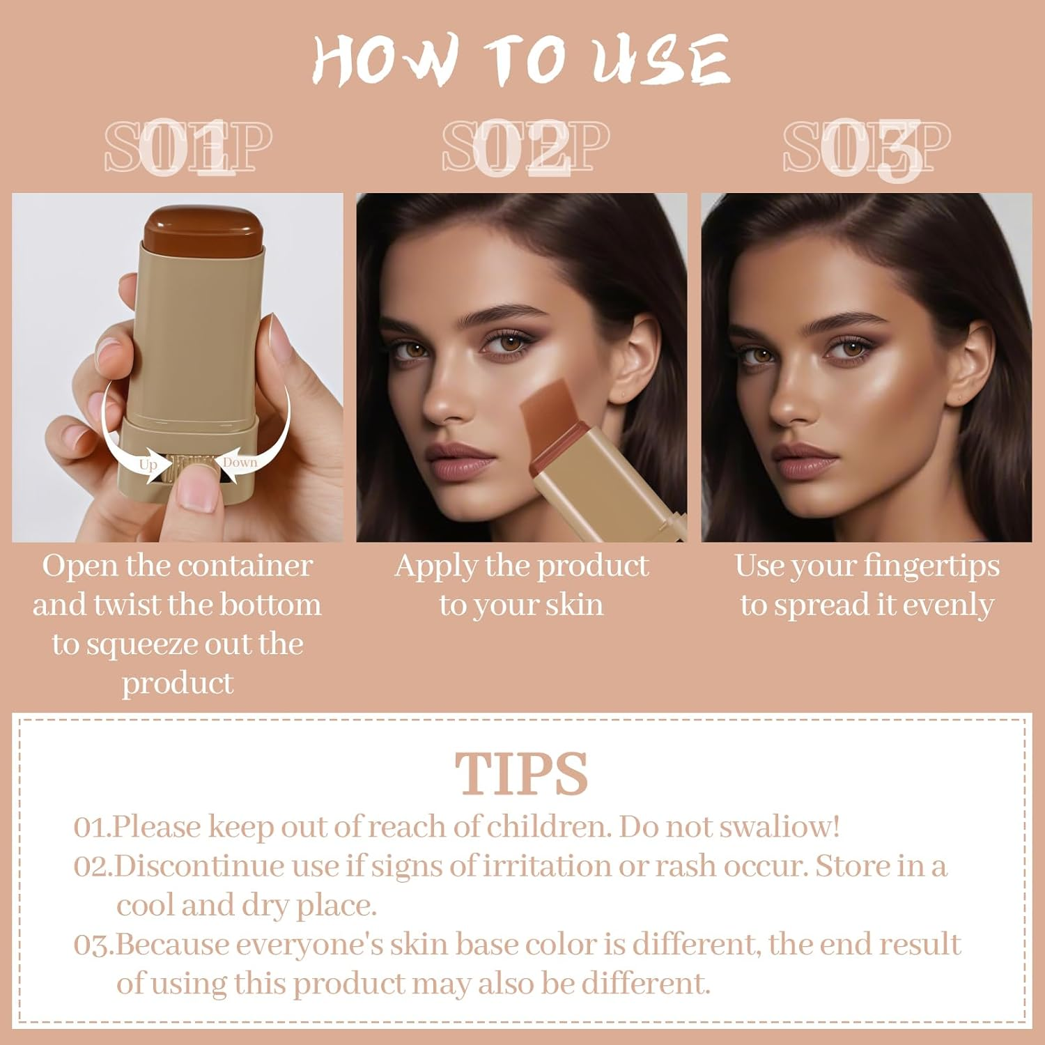 YBUETE Beauty Balm Serum Boosted Skin Tint,Foundation Stick Beauty Balm Serum Boosted Skin Tint Solid，Radiant and Dewy Finish,Solid Face Tinted Foundation for Women Natural Finish Makeup #6 image number 6