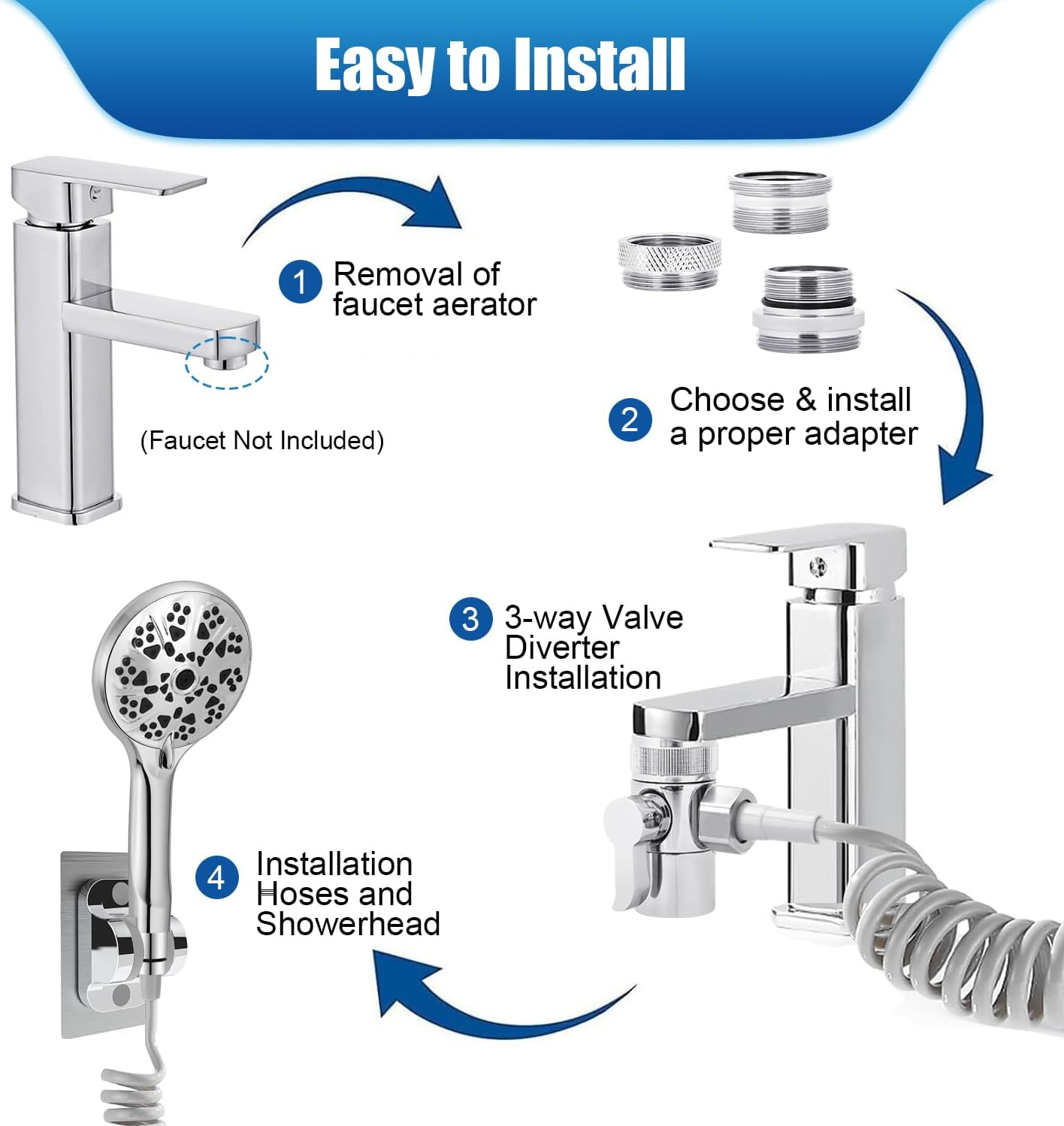 Sink Faucet Sprayer Attachment,Sink Shower Sprayer Attachment Set to Tub Faucet,Sink Extension Hose Sprayer for Hair Washing Pet Dog Shower image number 2
