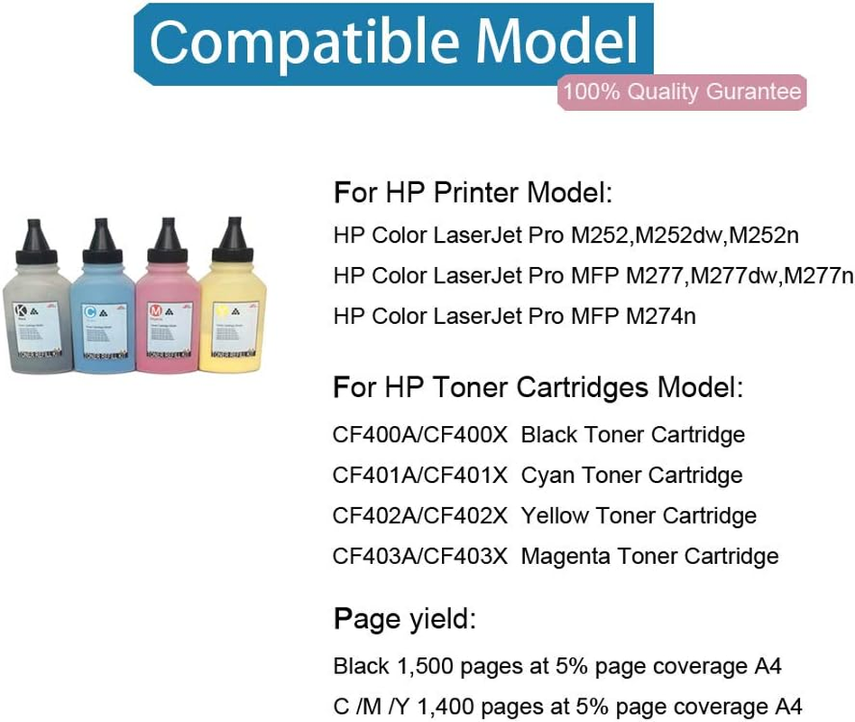 Toner Refill Kit for HP 201A Cf400A Cf401A Cf402A Cf403A Cartridge for Use with HP Color Laserjet Pro MFP M277Dw M252Dw M277 Pinter Ink Compatible 1-Pack (No Hole Making Tool) image number 4