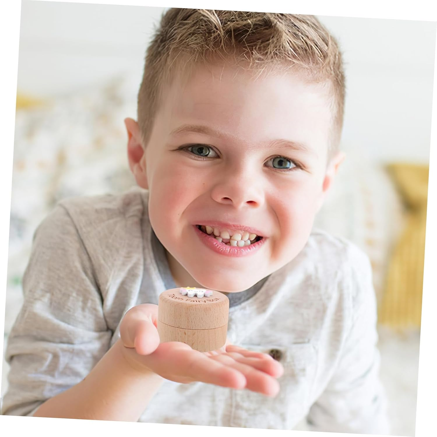 Deciduous Tooth Box Wooden Boys and Girls Teeth Holder Fetal Hair Case Keepsake Box Storage Container image number 6