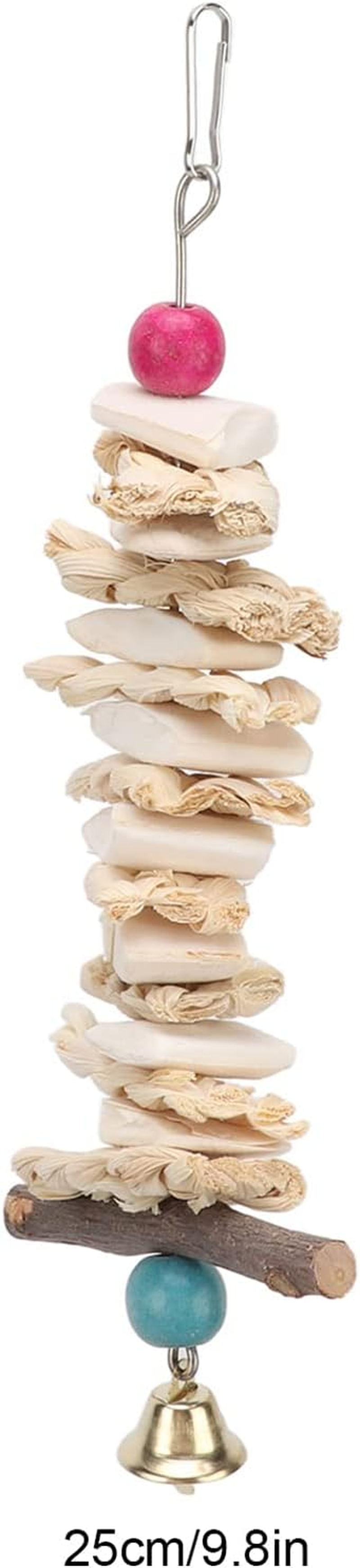 Bird Cuttlebone Toy, Bird Chewing Toy, Colorful Hanging Hand Made Cuttlefish Bone Toy, Parrot Toys Chewing Bird Toy Cuttle Bone Beak Grinding Cage Hanging Bell Toys for Parrots Budgie African Greys image number 6