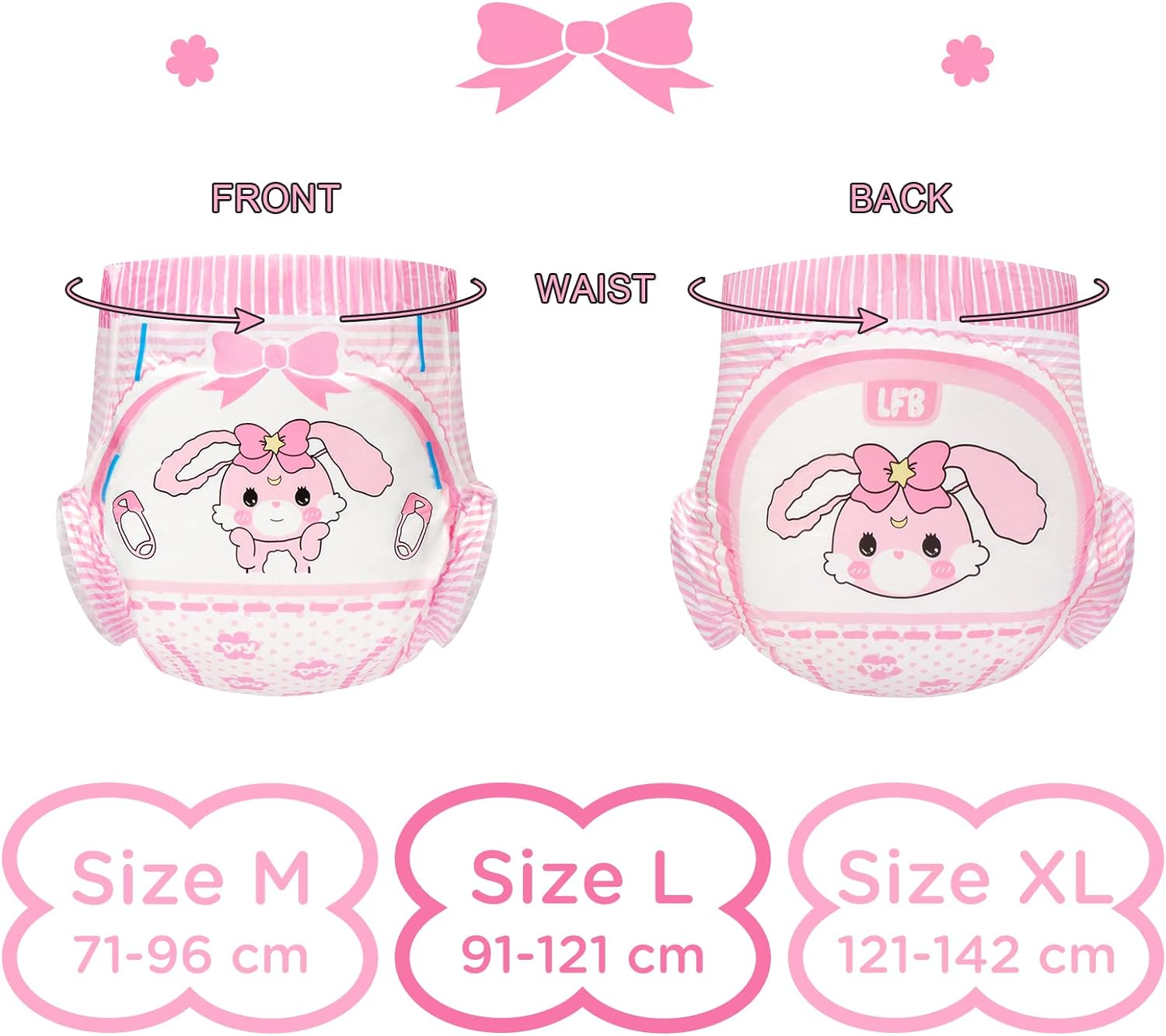 Littleforbig Adult Printed Diaper 2 Pieces - Baby Usagi (XL) image number 6
