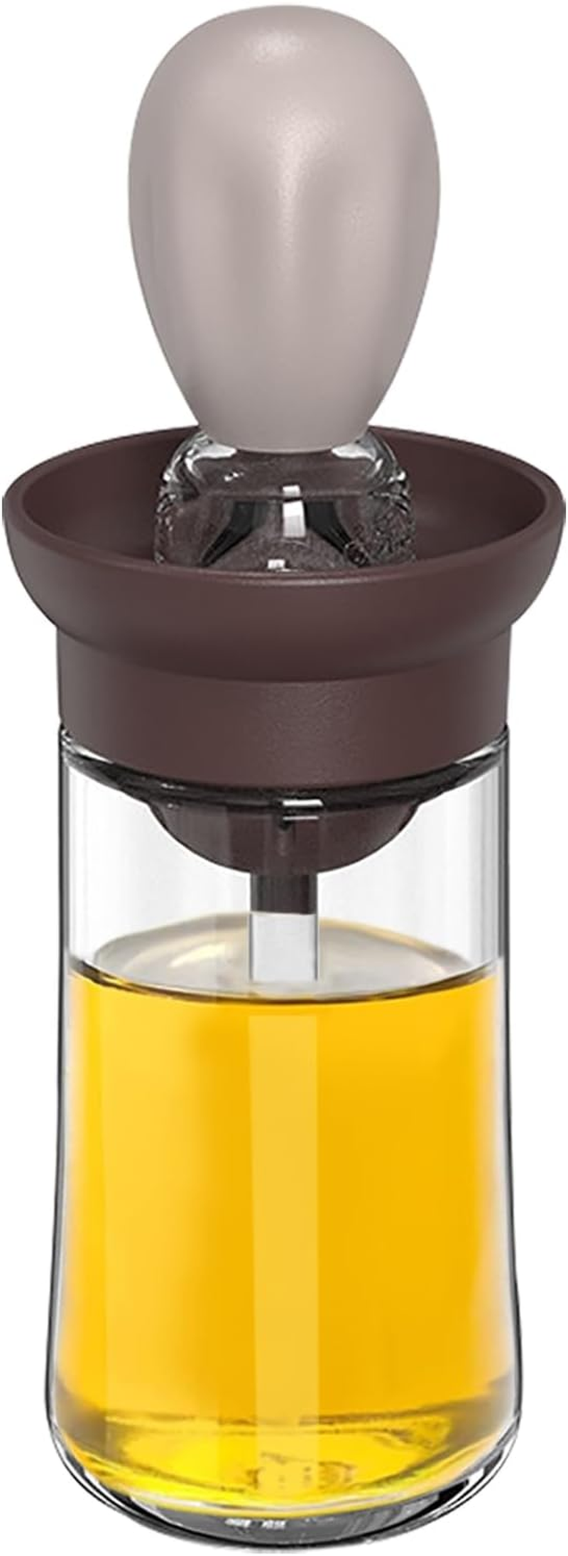 TINMIX Oil Dispenser Bottle with Silicone Basting Brush - Kitchen Olive Oil Bottle for Cooking Vinegar Sauce BBQ Grill Frying Baking, Kitchen Aid, T-OB21S, Grey