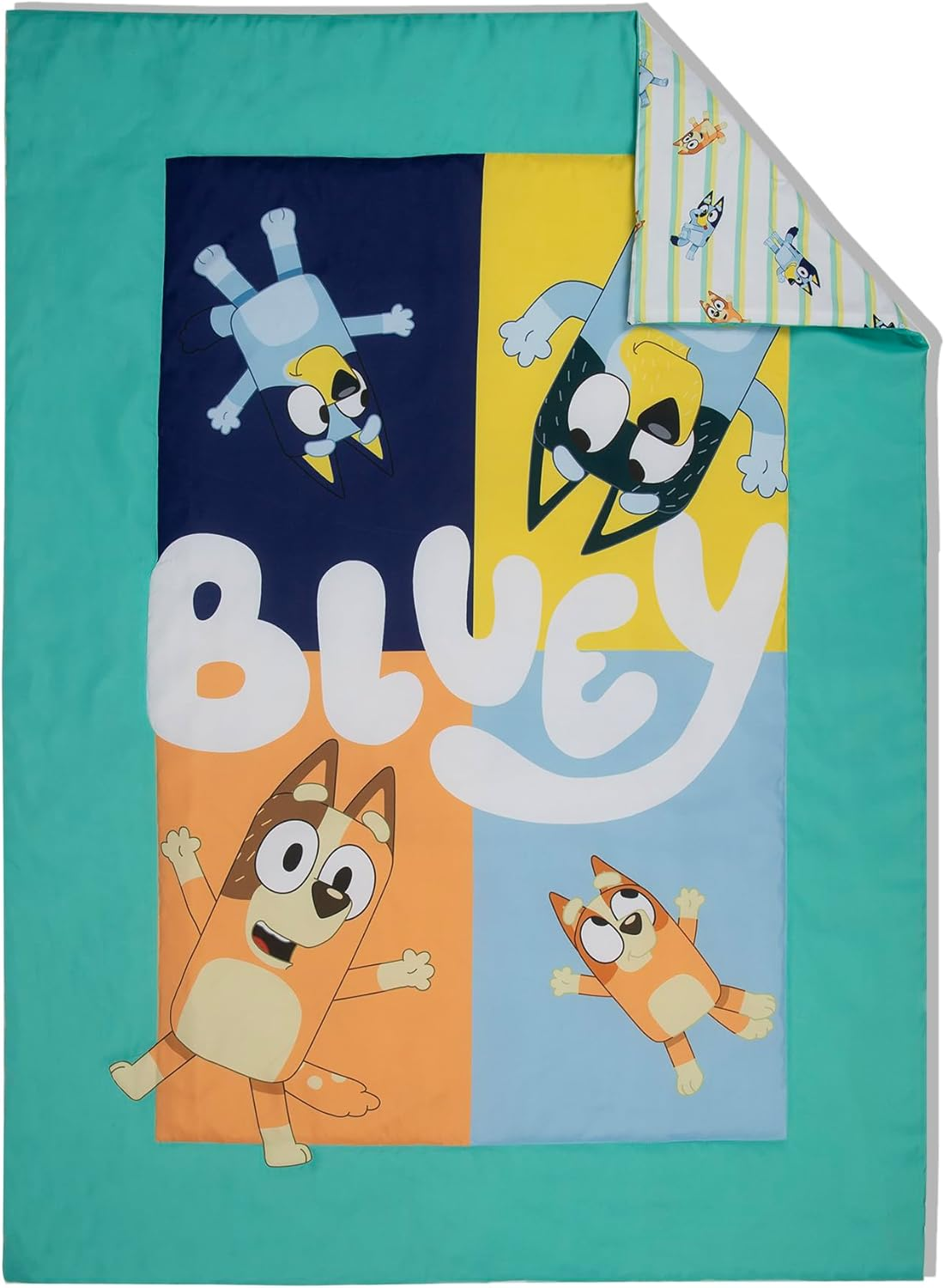 Bluey 4 Piece Toddler Bedding Set &ndash; Includes Comforter, Sheet Set &ndash; Fitted + Top Sheet + Reversible Pillowcase for Boys or Girls Bed, Blue image number 2