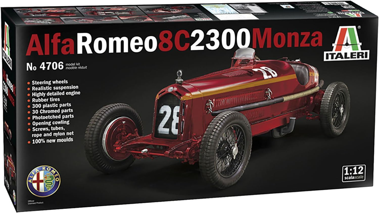 Italeri 1:12 Scale Alfa Romeo 8C 2300 Monza Tazio Nuvolari Driver Model Kit image number 2