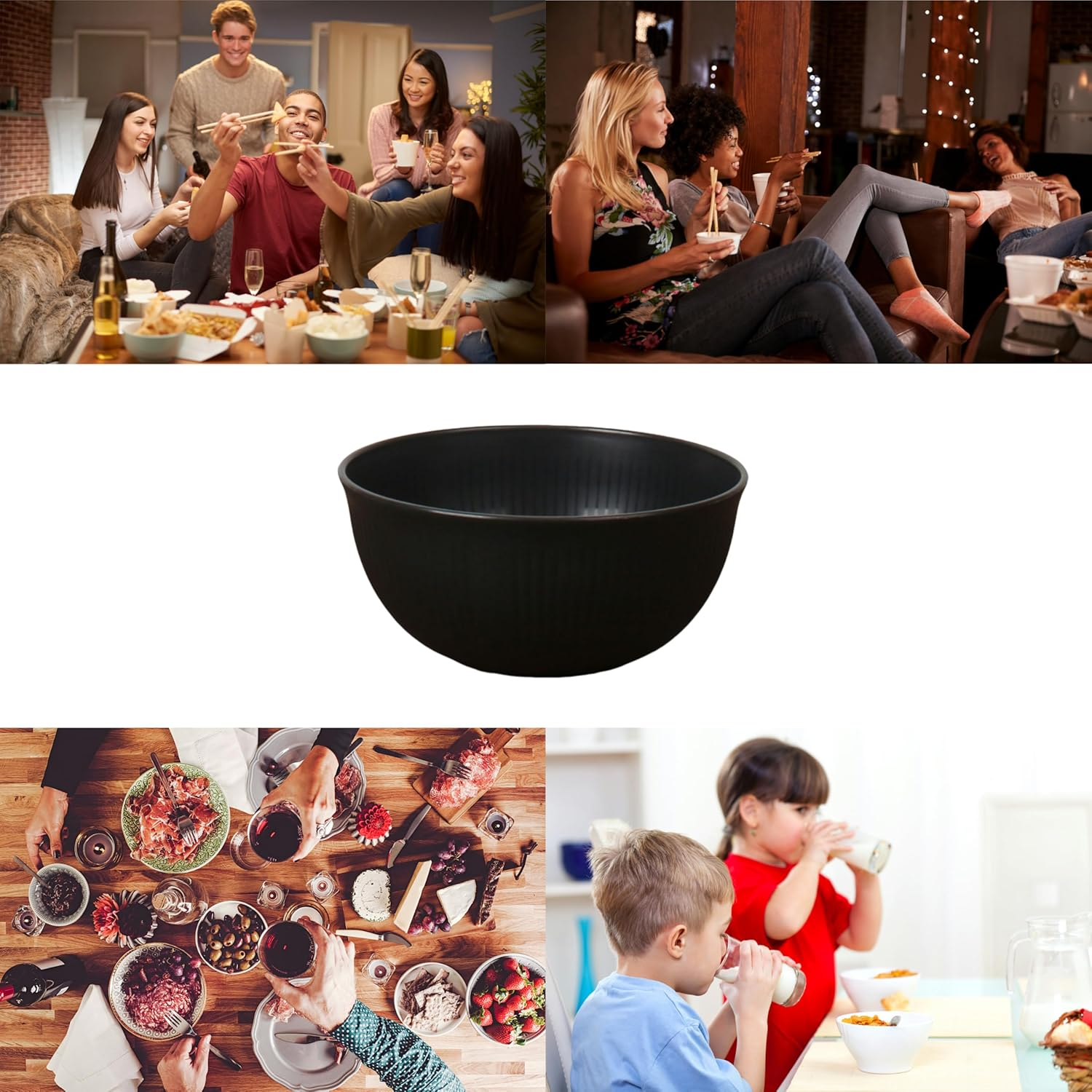 9 Pack Wheat Straw Bowls Reusable Salad Bowls,Durable & Lightweight, Perfect for Home, Parties, Camping, and Outdoor Use Dishwasher Safe (Dark Gray, Light Gray, Black) - Multicolor image number 7