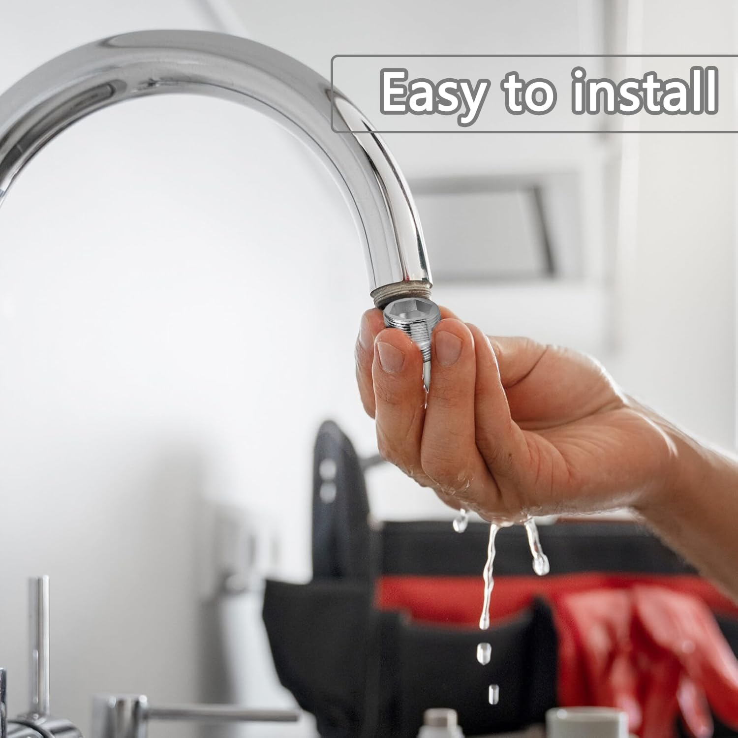 Sinirttou Pack of 3 Tap Adapters, M24 to M22 Male Thread Tap Double Thread Adapter Male Thread with Rubber Seal for Water Filter, Kitchen Sink Aerator Adapter image number 5