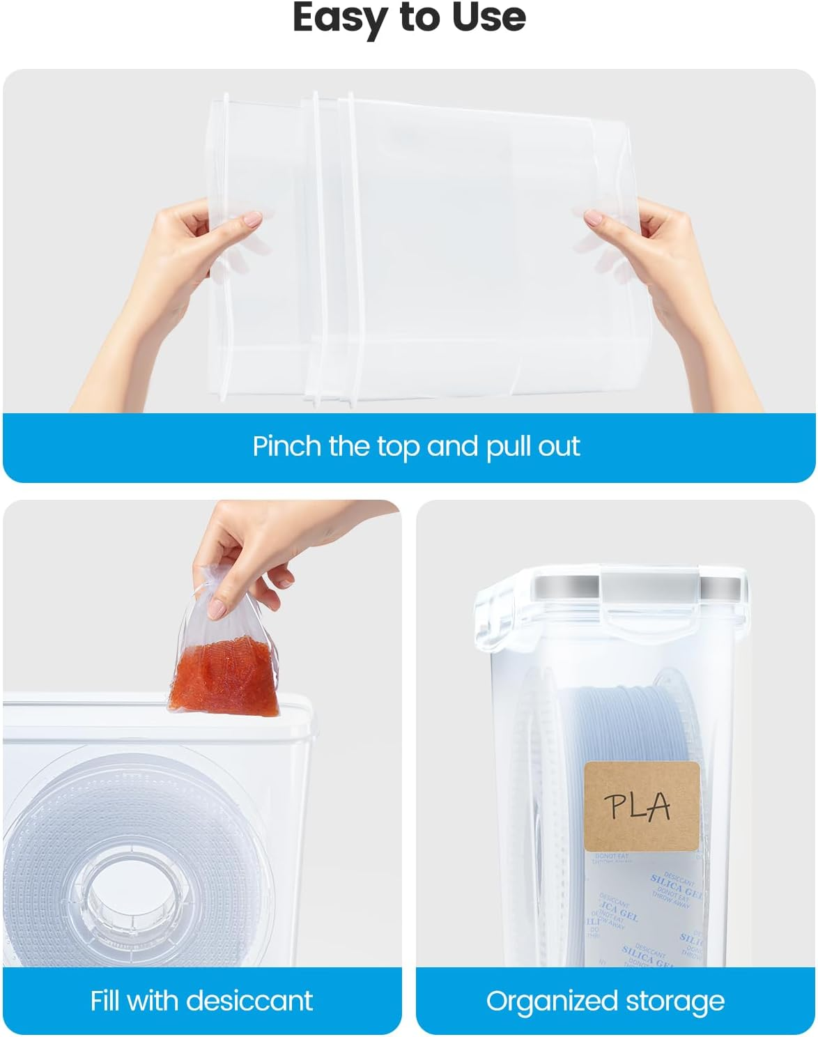 YOOPAI Filament Storage Box - Pack of 6 Filament Containers for 3D Printing Filament Sealing and Protection - Portable Storage with Desiccant and Labels, Waterproof and Dustproof 6.0 L image number 6