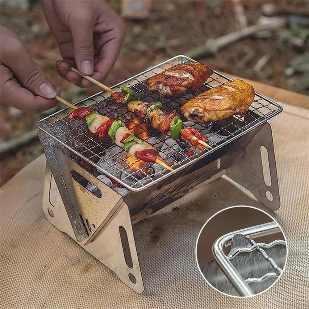 QUMOX Stainless Steel Portable Charcoal BBQ Grill with Ventilation Holes, Easy to Store, Perfect for Camping, Picnics, Beaches image number 3