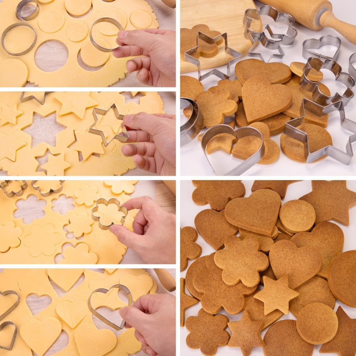 Cookie Cutters Set, Fyvaido 12Pcs Metal Cookie Cutters, Heart, Star, Round, Flower Cookie Cutters Shapes Baking Set Biscuit Stainless Steel Molds Cutters for Baking image number 3