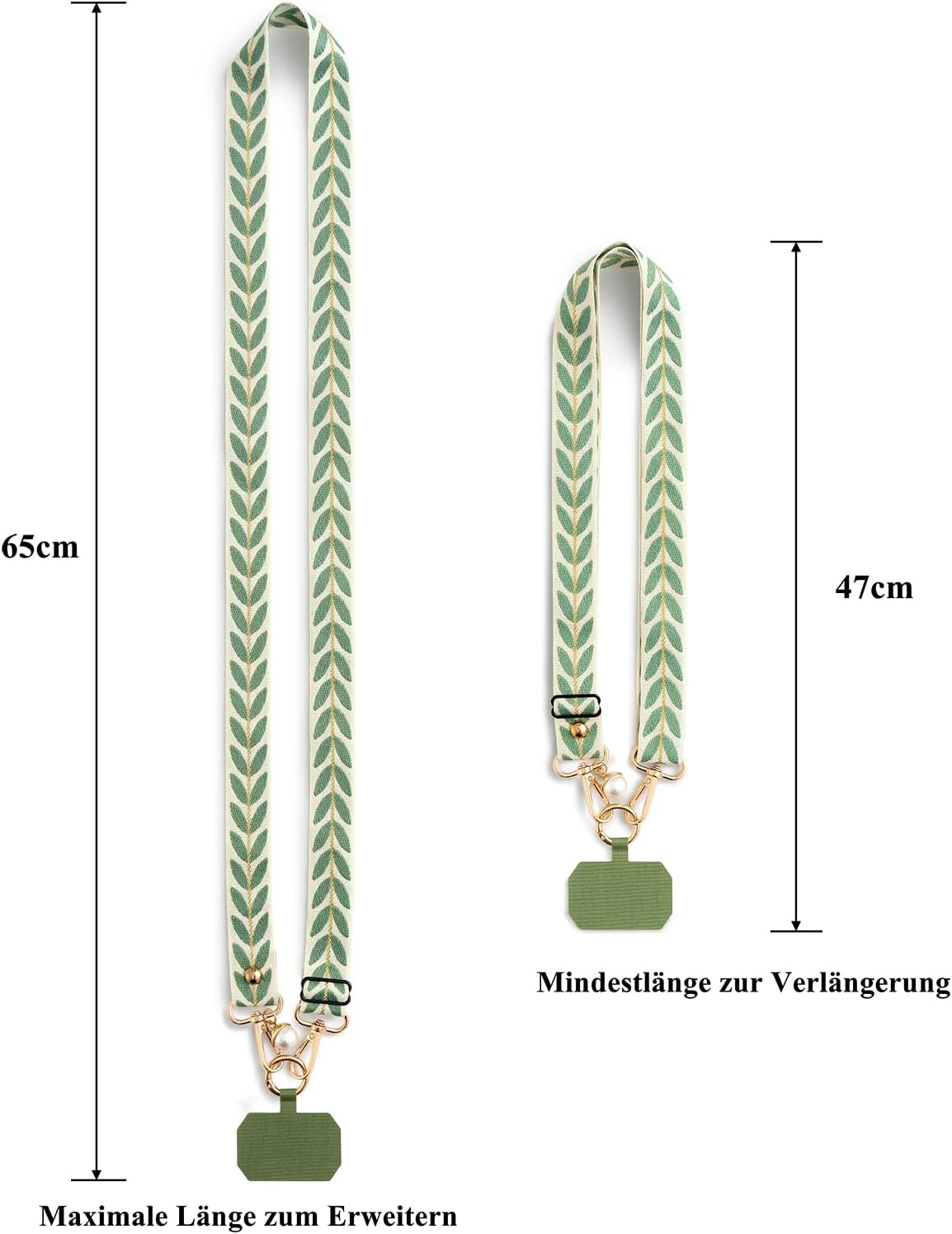 CHUQING Universal Phone Lanyard Phone Strap Adjustable Nylon Neck Lanyard Pale Olive Green image number 2