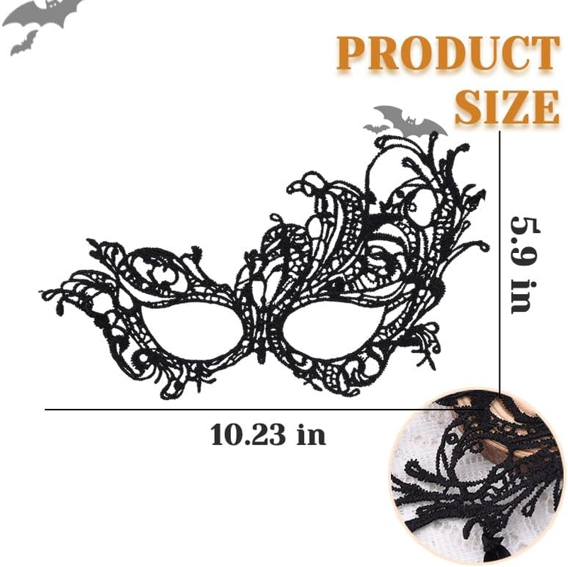 Gothic Black Masquerade Party Lace Mask for Women Cosplay Party Prom Dress Eyemasks for Halloween Costumes Accessories