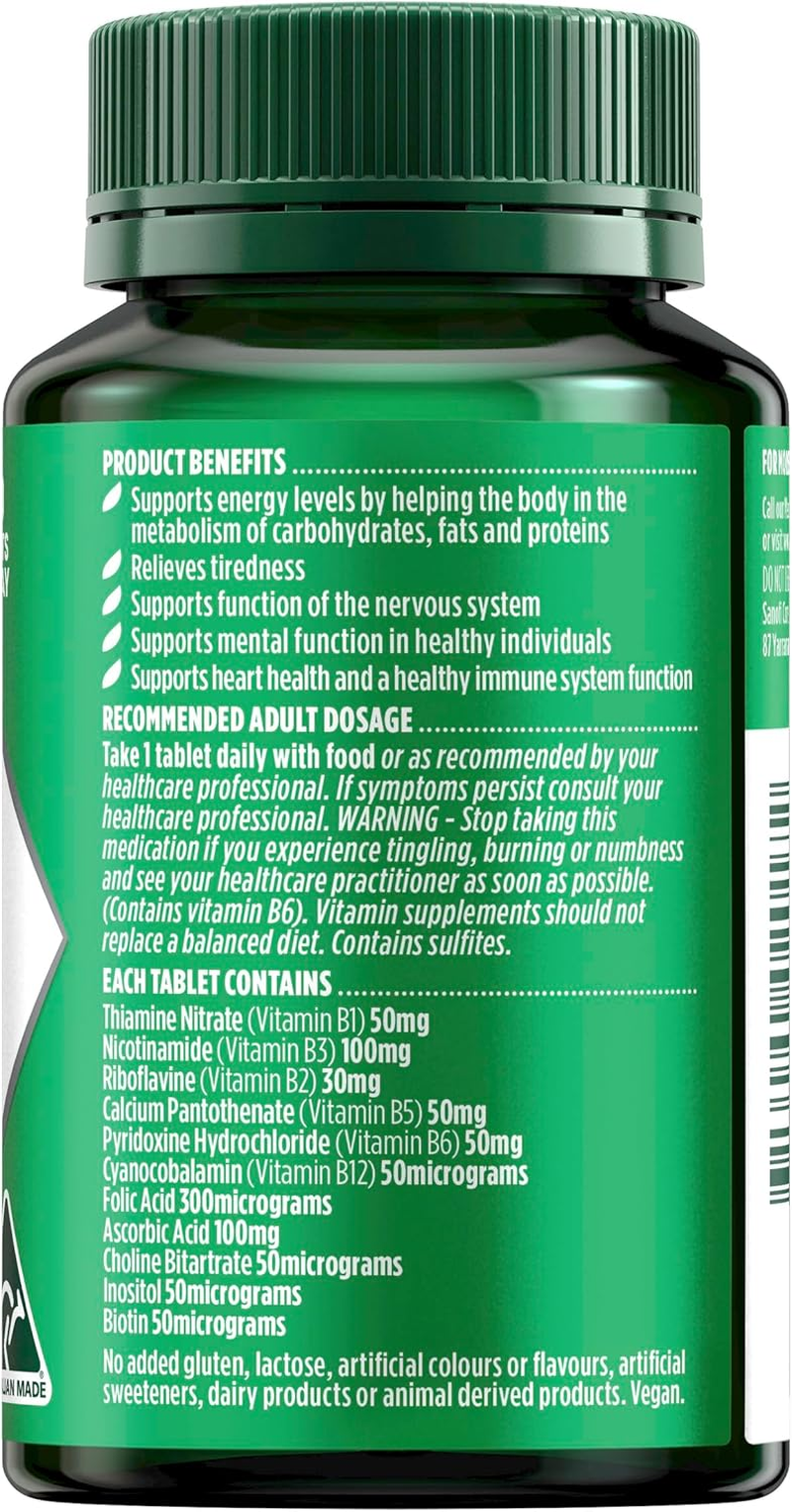 Nature'S Own Super B Complex Tablets 150 -With B3, B6 & B12 for Supporting Energy Levels - Maintains Heart Health, Nervous System Function, Mental Function & Relieves Fatigue in Healthy Individuals