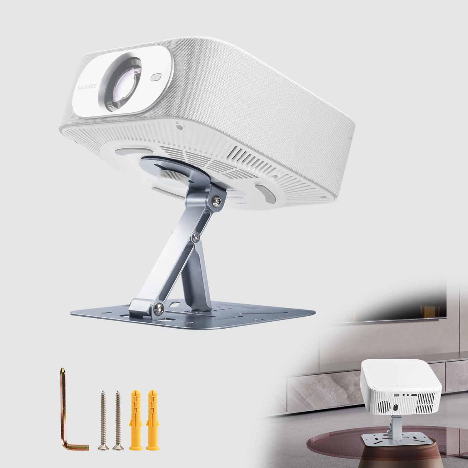 3-In-1 Mini Projector Stand,Foldable with 1/4 Screw Projector Mount, Easy Setup, Portable and 180&deg; Adjustable, Projector Mount Compatible with Most Projectors,For Table/Wall/Ceiling/Outdoor (Black)