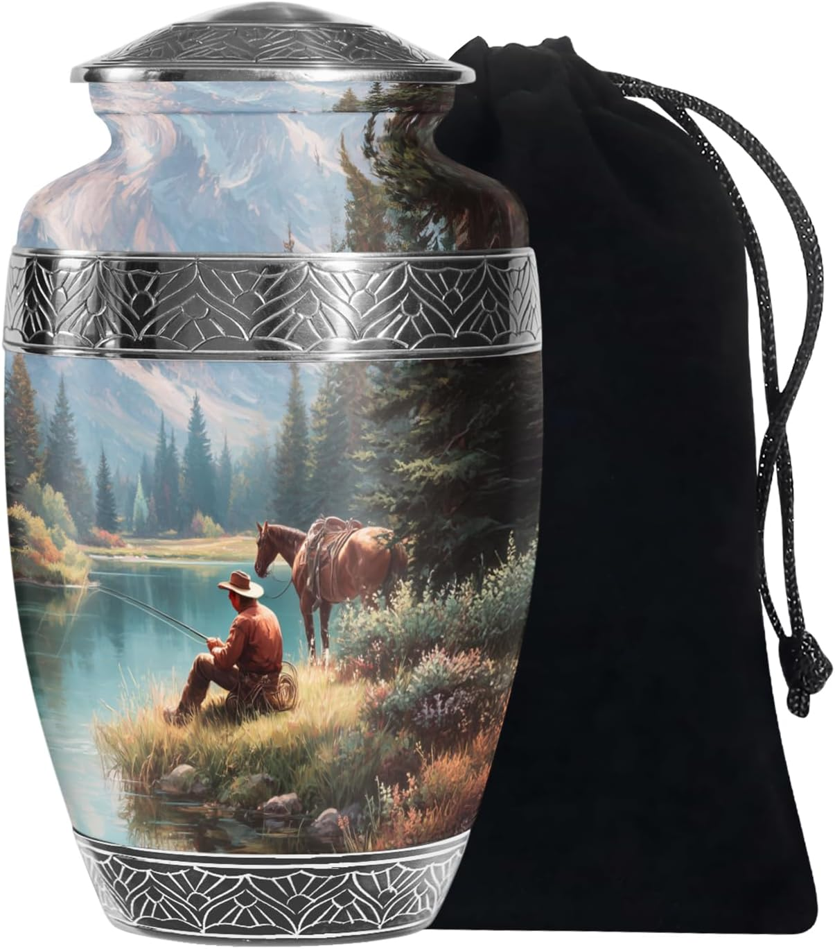 Cowboys Urns for Human Ashes Adult Female and Male, Decorative Cremation Urns for Human Ashes, (Classic Large, 10 Inch)