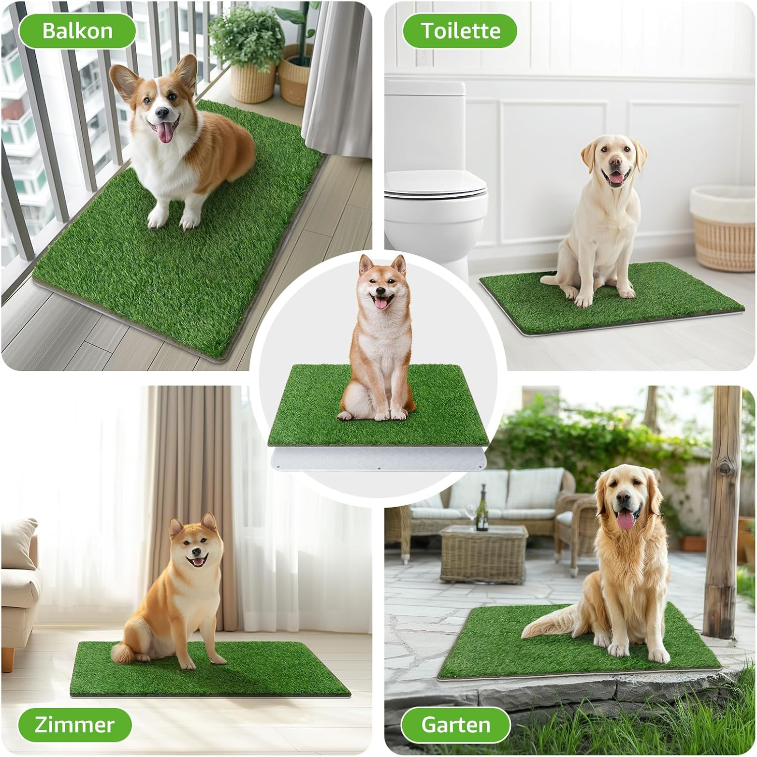 Reusable Dog Toilet, High Permeability Dog Toilet Artificial Grass with Washable Puppy Mat, Puppy Toilet for Home, Apartment