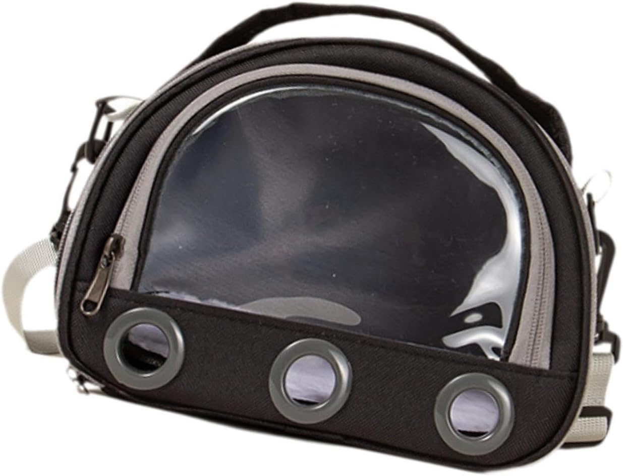 Hamster Travel Carrier Bag Guinea Pig Carrier Bag Travel Small Animals Chinchilla Outgoing Carrier Cage Carrying Shoulder Bag, Pink, S (Black,L) image number 5