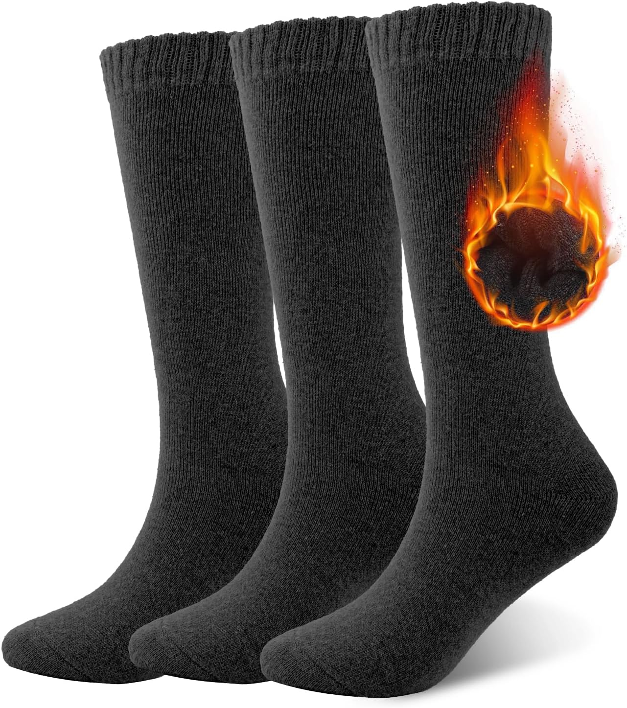 SIMIYA 3 Pairs Wool Socks for Women Winter Warm Hiking Thick Long Calf Slouch Warm Boot Socks
