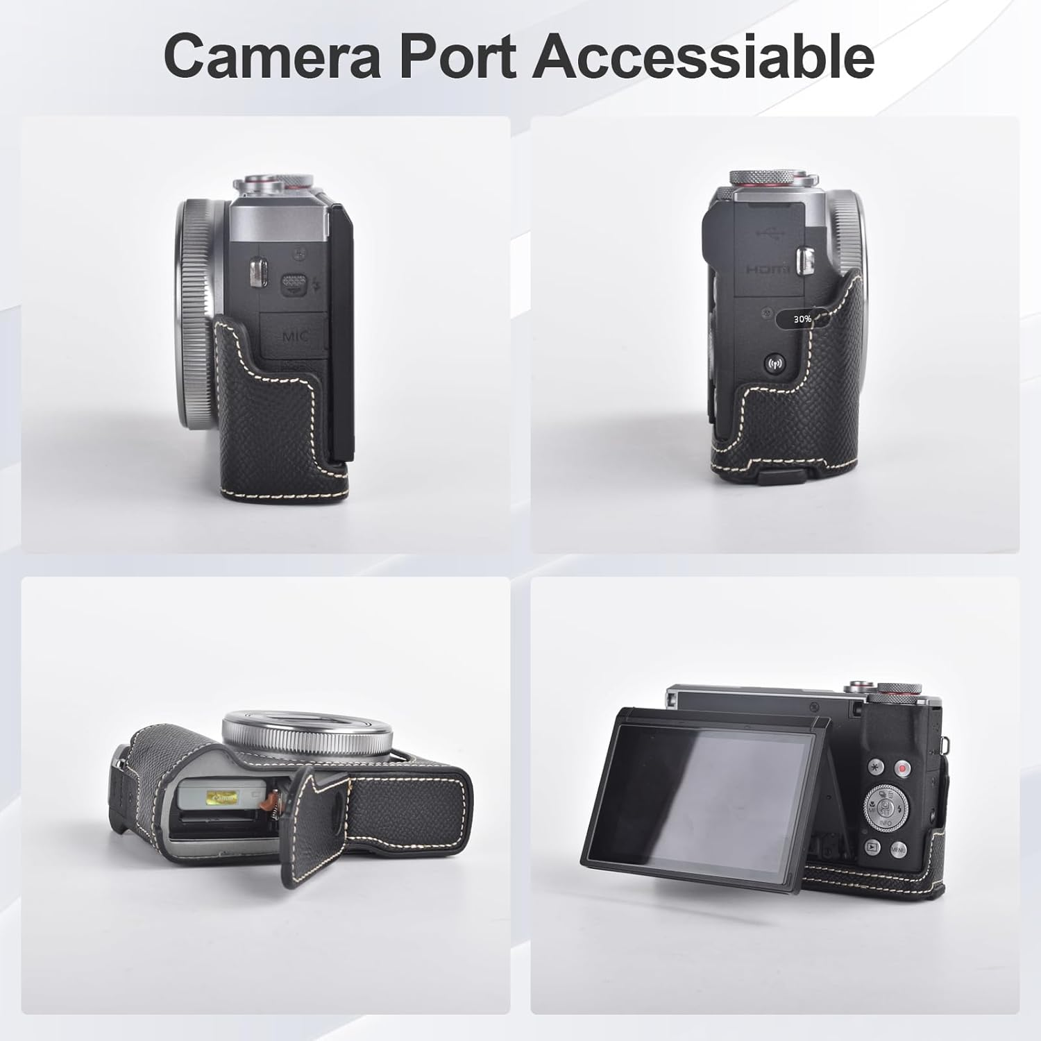 VOVMOEYA Protective Camera Case for Canon Powershot G7X Mark III/G7X Mark II Half Case with Adjustable Shoulder Strap PU G7X Mark Iii Accessories Lightweight-Black - Coco image number 5