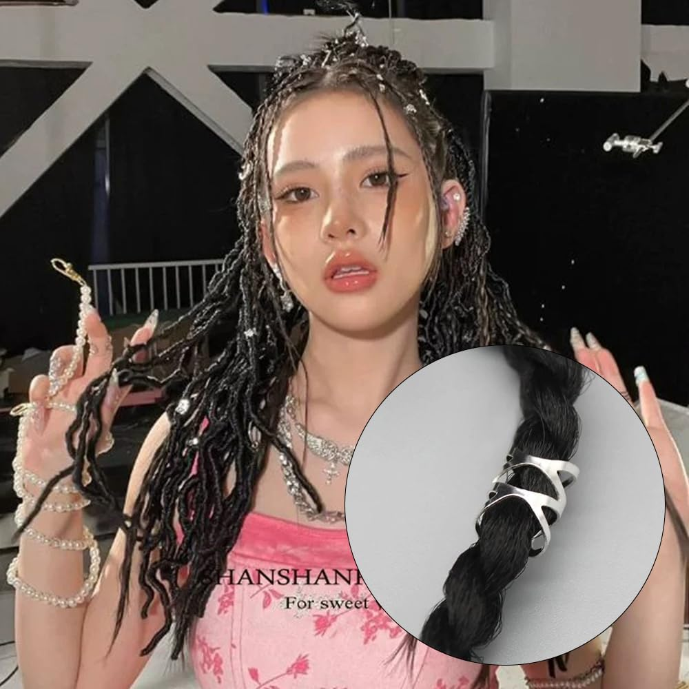 TSUOUKL Pack of 50 Golden Hair Clips for Braids, Dreadlock Accessories and Loc Jewellery - Cuff Clips and Spirals for Men, Women and Children, Perfect Hair Accessories for Any Occasion