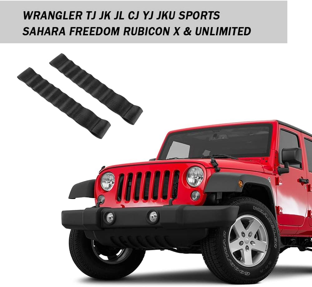 2PCS Door Limiting Straps Compatible with Wrangler CJ YJ TJ JK JKU JL JLU 1985-2023,9Inch Adjustable Heavy Duty Door Check Limiting Straps with Load 1000 Lb,Unique Car Door Guard (Black)