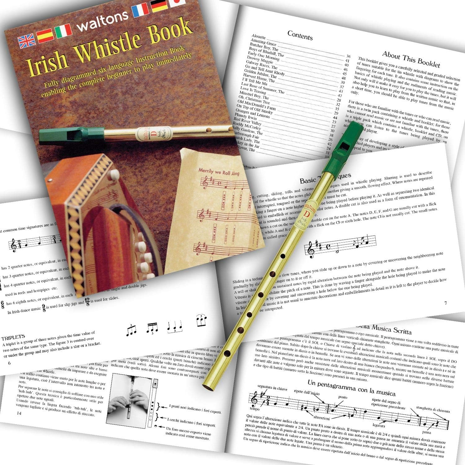 Waltons 1504 Tin Whistle, Brass, D-Tube, Instruction Manual Included in 6 Languages (Japanese Language Available) image number 2