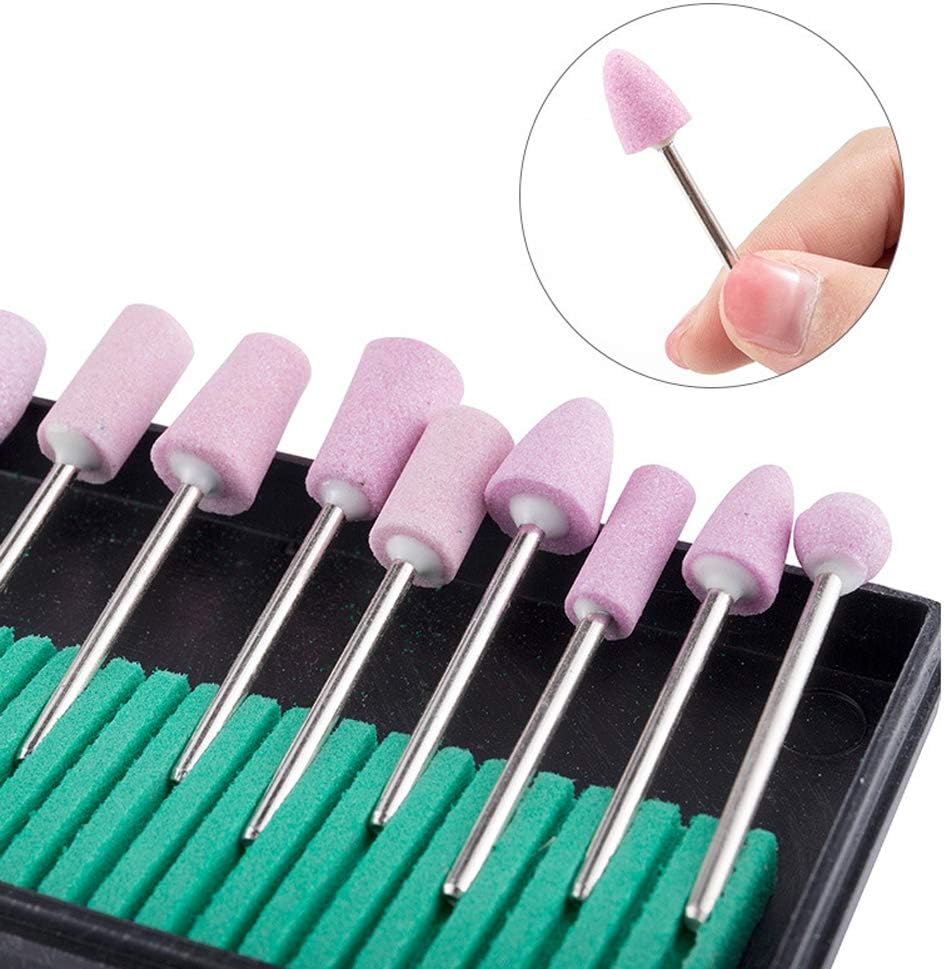 12Pcs Nail Drill Bits Polishing Buffing Electric Manicure Head Replacement Grinding Head with Case for Manicure Pedicure Nail Art Salon Polishing Tools, Pink image number 3