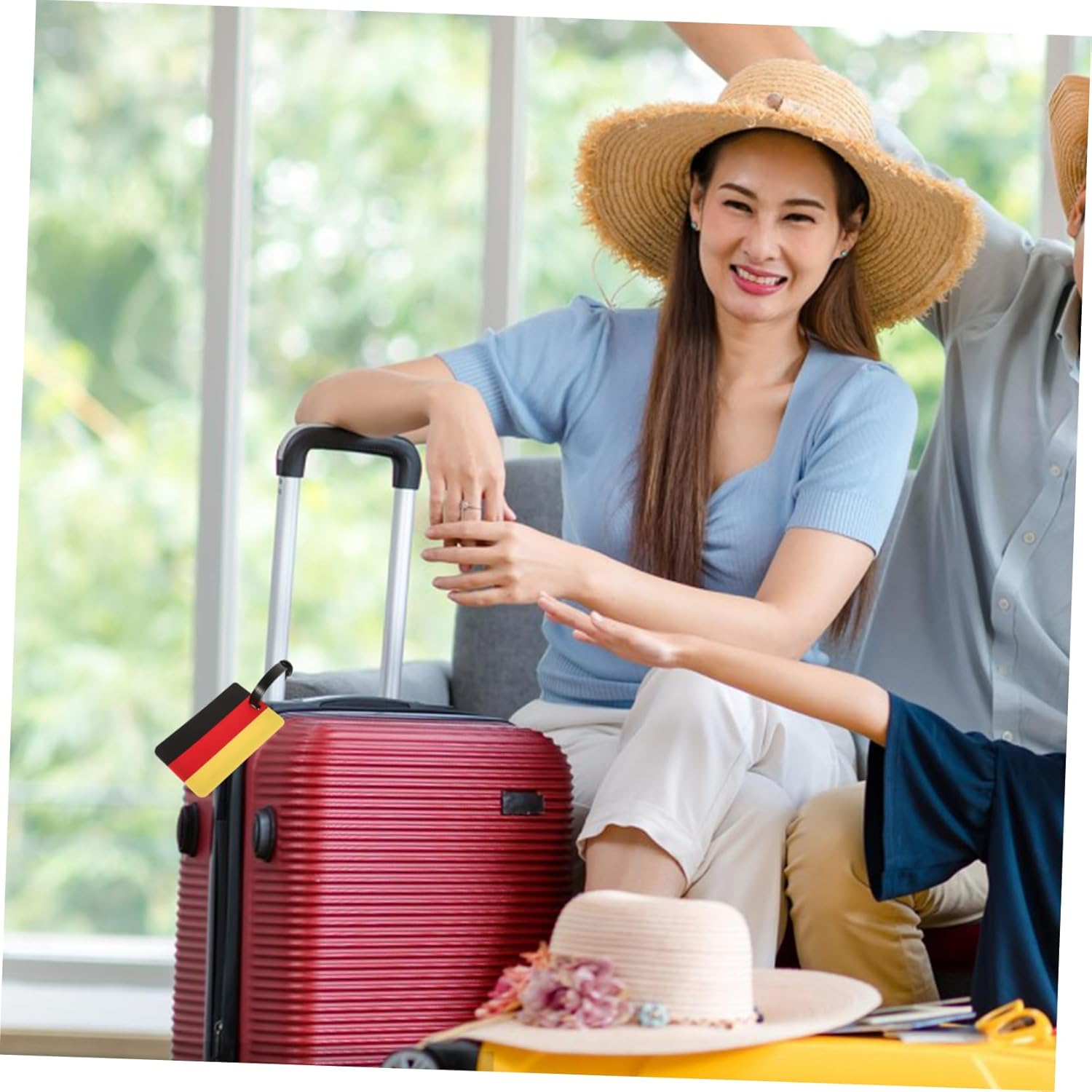 CATIEBYE 2Pcs German Flag Luggage Tags Travel Identifiers for Suitcases Lightweight Baggage Tags for Travel Enthusiasts and Easy Identification image number 2