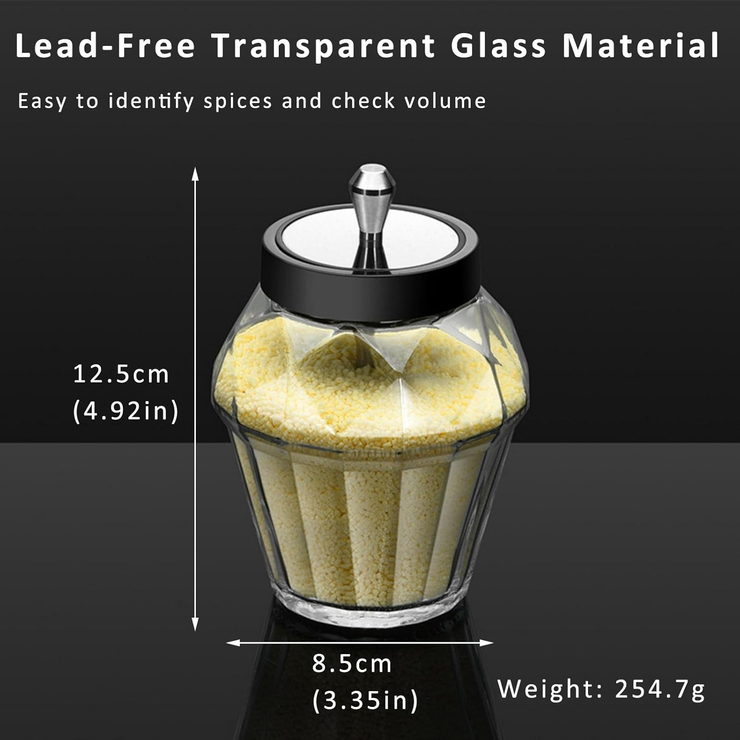 RAXCO Glass Condiment Containers Set,Spice Containers with Adjustable Spoons,250Ml Sugar Salt Container Kitchen Accessories image number 4