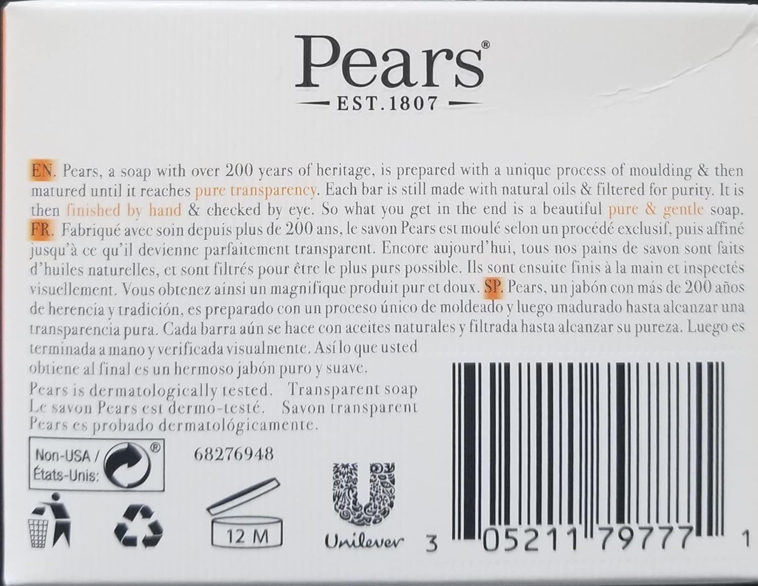 Pears Transparent Soap 3.5Oz