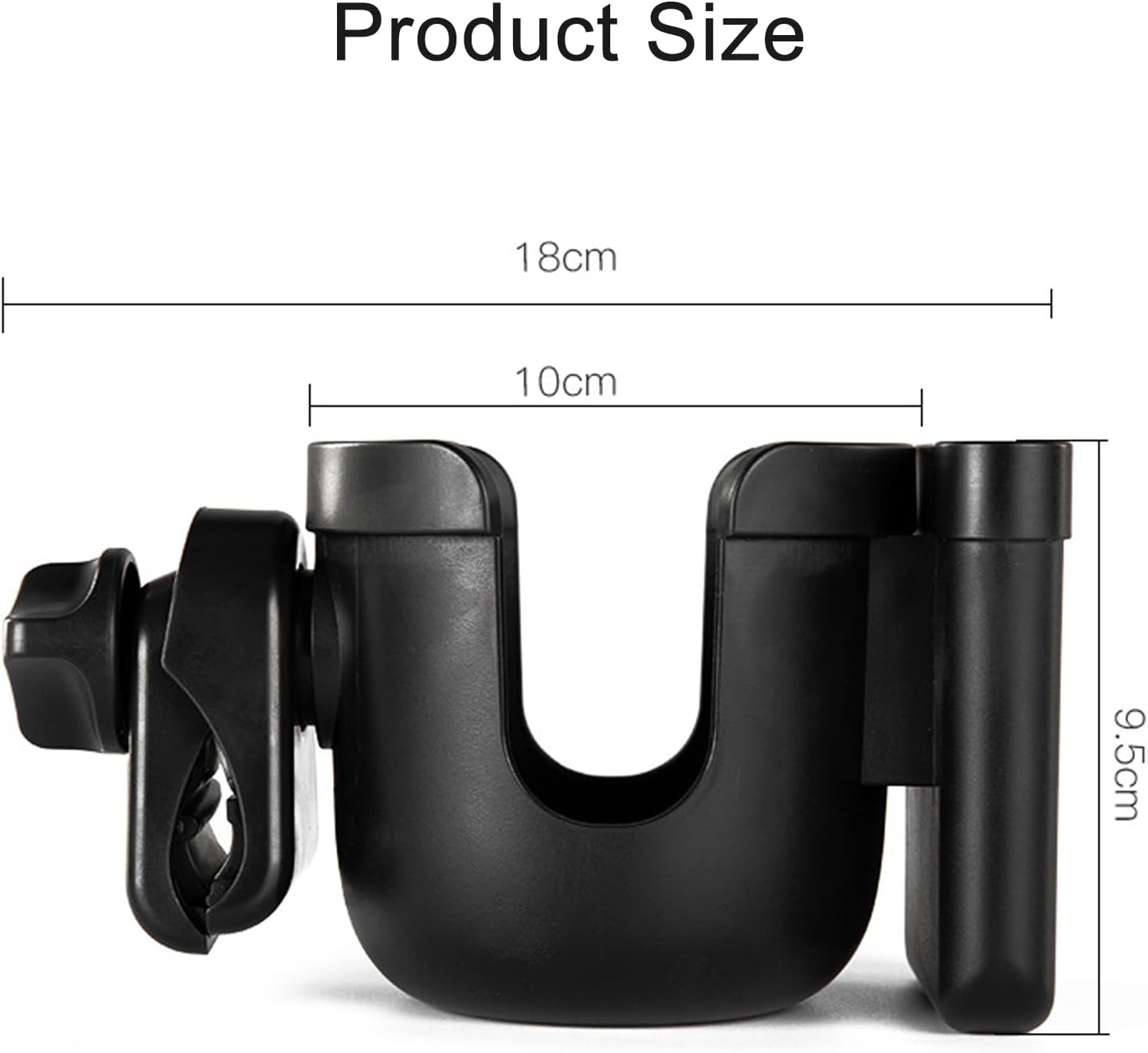 2-In-1 Stroller Cup Holder with Phone Holder, 360&deg; Rotable Organizer for Pram, Bike, E-Bike, Scooter, Wheelchair, Walker, Compatible for Different Bodys of a Cup, like Baby Bottle, Drinks image number 4