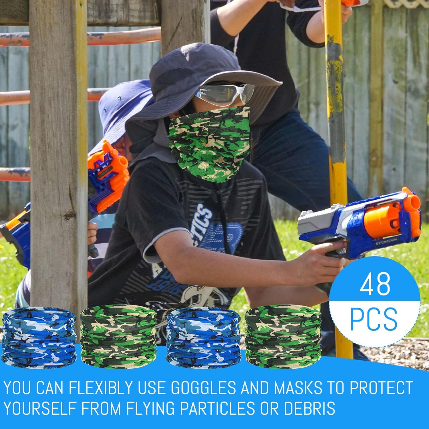 Xtinmee 48 Pcs Party Supplies Favors Includes Gun Party Safety Glasses with Face Mask Safety Glasses Compatible with Nerf Gun Accessories for Boys Girls Birthday Party Favors Supplies