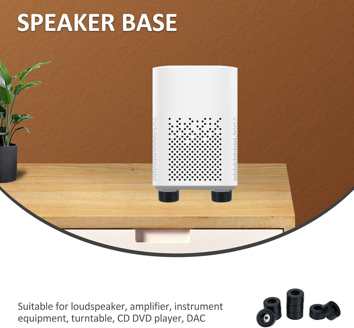 GRIRIW 8Pcs Black Rubber Speaker Isolation Pads 38X20Mm Speaker Spike Foot Cone Base Protective Feet for Amplifier and Home Audio Accessories image number 4