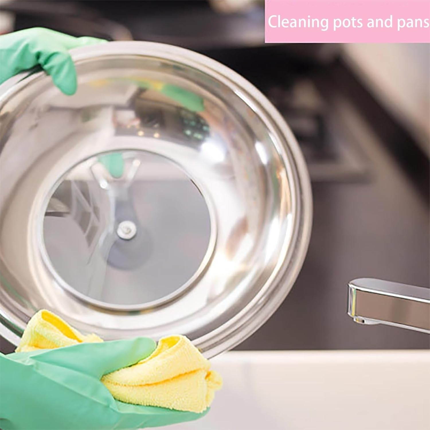 TJSCFY Thick Rubber Gloves for Cleaning Waterproof 4 Pairs Dishwashing Gloves for Kitchen Household Dish Gloves Reusable(Blue,4 Pairs_Xl) image number 2