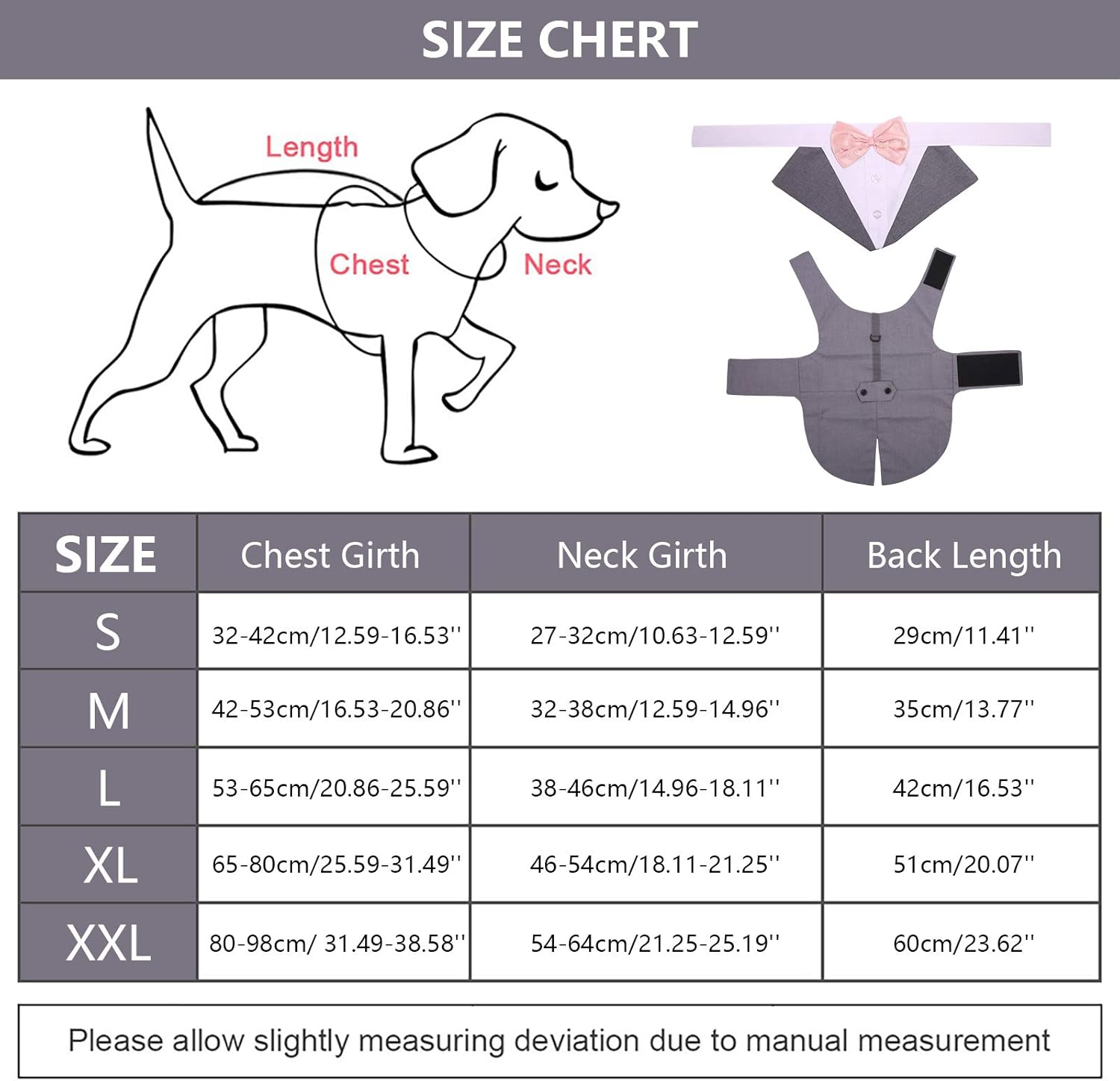 Dog Tuxedo Suit and Bandana Set,Small Medium Large Breeds Dog Wedding Attire Party,Gentle Pet Prince Costume with Detachable Bow Tie Collar,Cat Vest Shirt Dress-Up Cosplay Apparel for Special Events image number 3