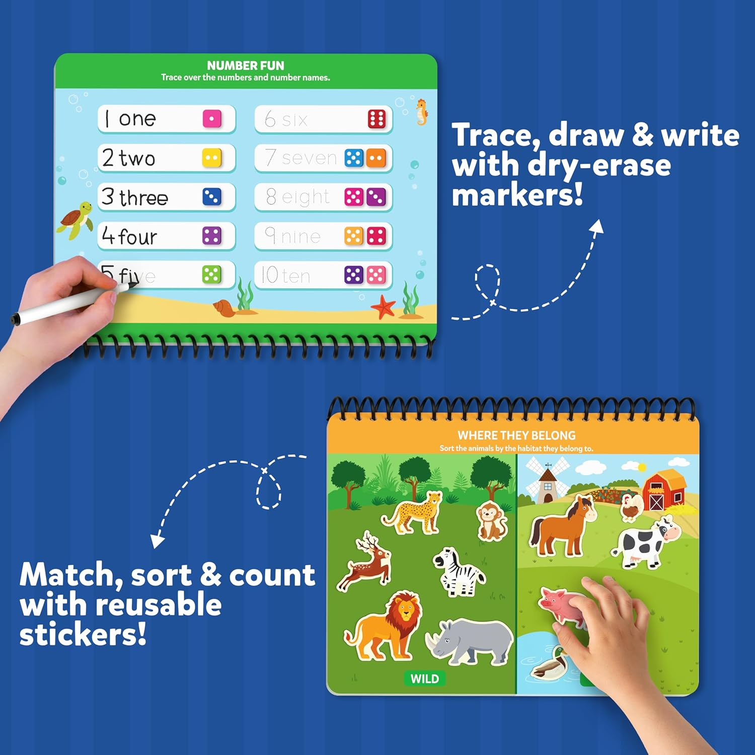 Skillmatics Reusable Sticker Activity Book - Busy Book for Preschoolers, 150+ Reusable Stickers, Educational & Mess-Free Activities, Travel Toy Ages 3, 4, 5, 6