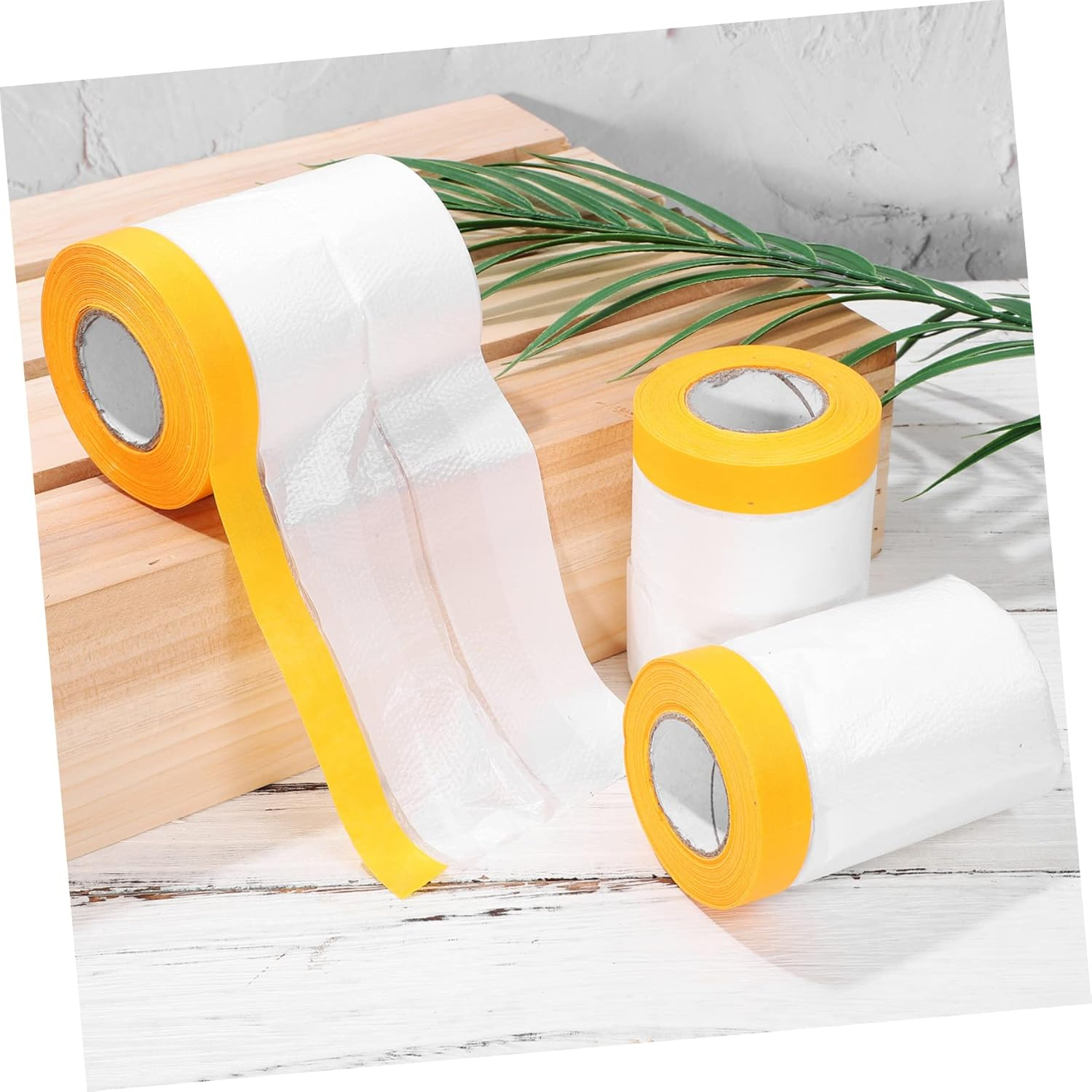 6 Rolls Dust Protection Masking Tape Self-Adhesive Covering Films for Painting Carpet Car Easy to Cut image number 1