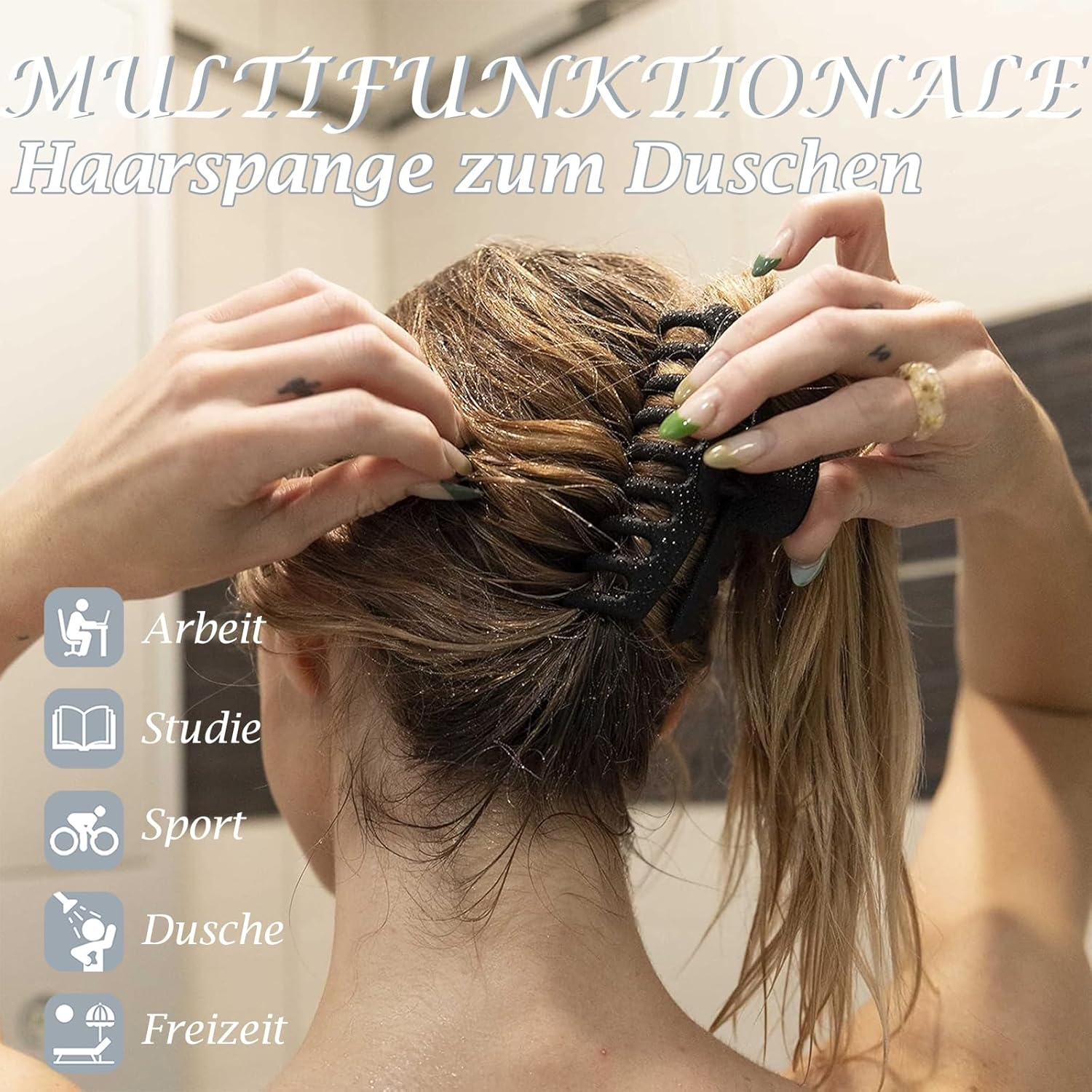 PUSCOBSY Hair Clips for Women Hair Clip Large for Thick Hair 11 Cm Non-Slip Hair Clips Pack of 4 Strong Hold Hair Clip Black Light Brown Grey Blue Pink image number 5