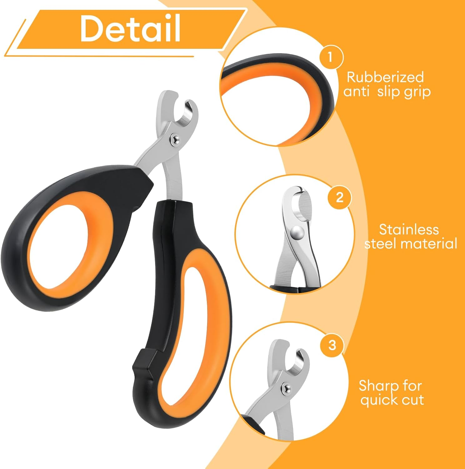 2 Pcs Cat Nail Clipper - Professional Claw Trimmer & Stainless-Steel Trimmers, Safe Painless Cutting Suits All Small Pets Such as Dogs, Cats, Puppies, Kittens, Birds, Hamsters (Orange)