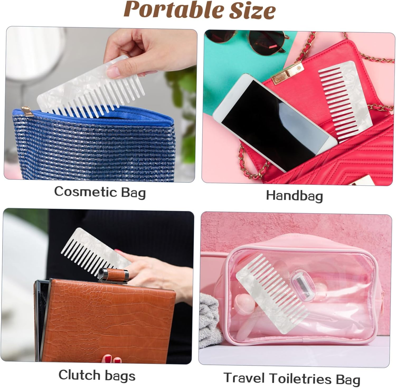 AUTSUPPL Hair Detangler Comb Rifua Wide Tooth Brush Shower Hair Comb for Wet Dry image number 5