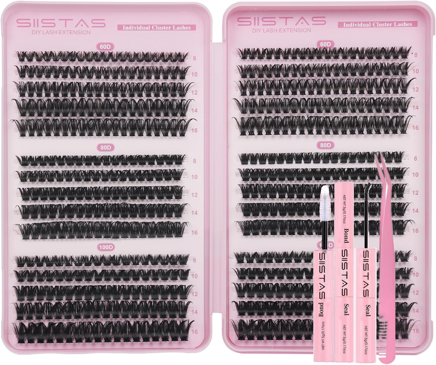 Individual Eyelashes Cluster Lashes Kit 80D+100D+120D Wispy Cluster Lashes D Curl DIY Eyelash Extension 8-16MM Lash Clusters Eyelash Extensions Individual Kit with Bond and Seal Lash Glue(80+100+120D) image number 3