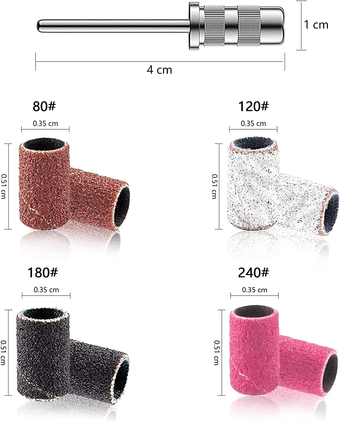 Luckaide Sanding Sleeves Nail Cutter 201 Pieces, Nail Cutter Attachments, Sanding Caps Nail Cutter, 80/120/180/240GRIT Nail Cutter Sanding Sleeves, Bits for Nail Cutter for Manicure Pedicure Nail Care