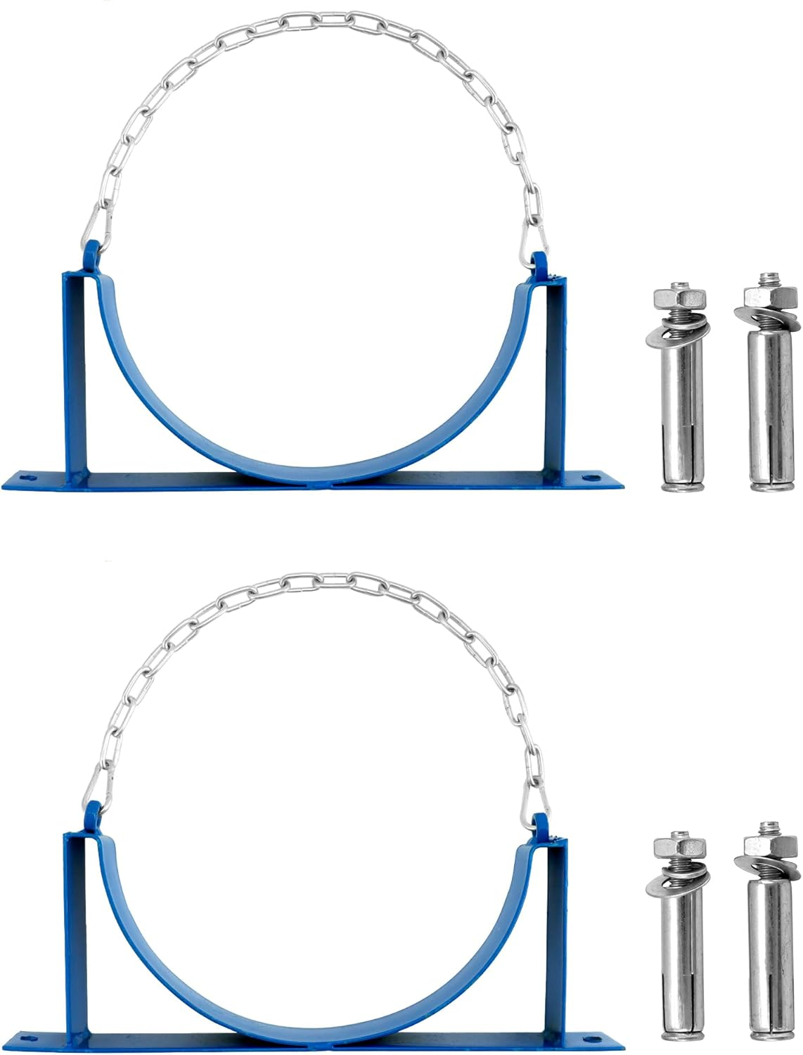 QWORK Steel Wall-Mounted Bracket for Cylinder, 2 Pack Durable Gas Cylinder Bracket with Screws and Safety Chain Supported image number 2