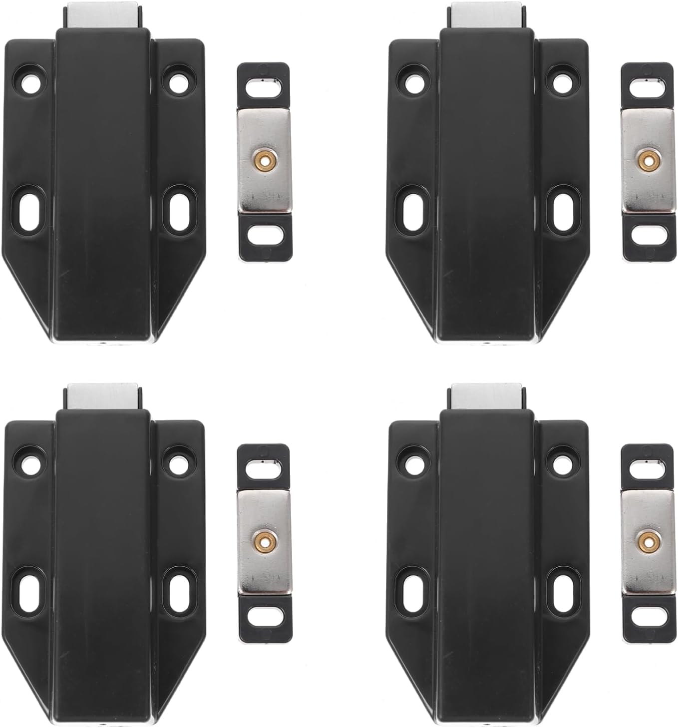 4Pcs Magnetic Push Latch, Push to Open Cabinet Catch Hardware for Large Doors Cabinet Cupboard Drawer Pop Out Latch, Push Latch Cabinet Catch for Doors Drawers Cupboard(Black) image number 4