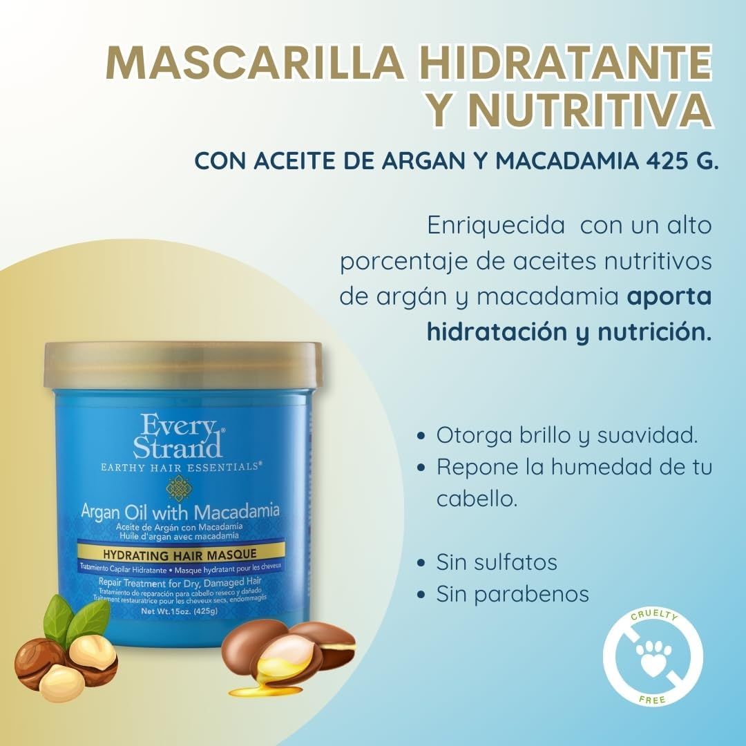 Every Strand Argan Oil with Macadamia Hydrating Hair Masque, 440Ml image number 4