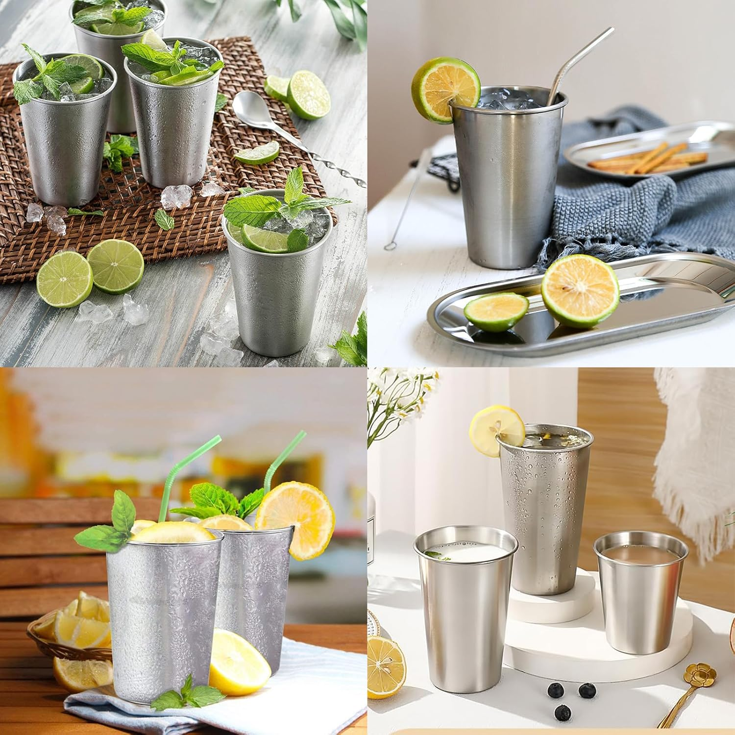 Pack of 2 Stainless Steel Mugs, Stackable Stainless Steel Water Cup, Suitable for Family, Camping, Picnic, Travel, Barbecue, Hiking Etc. (350 Ml) image number 4