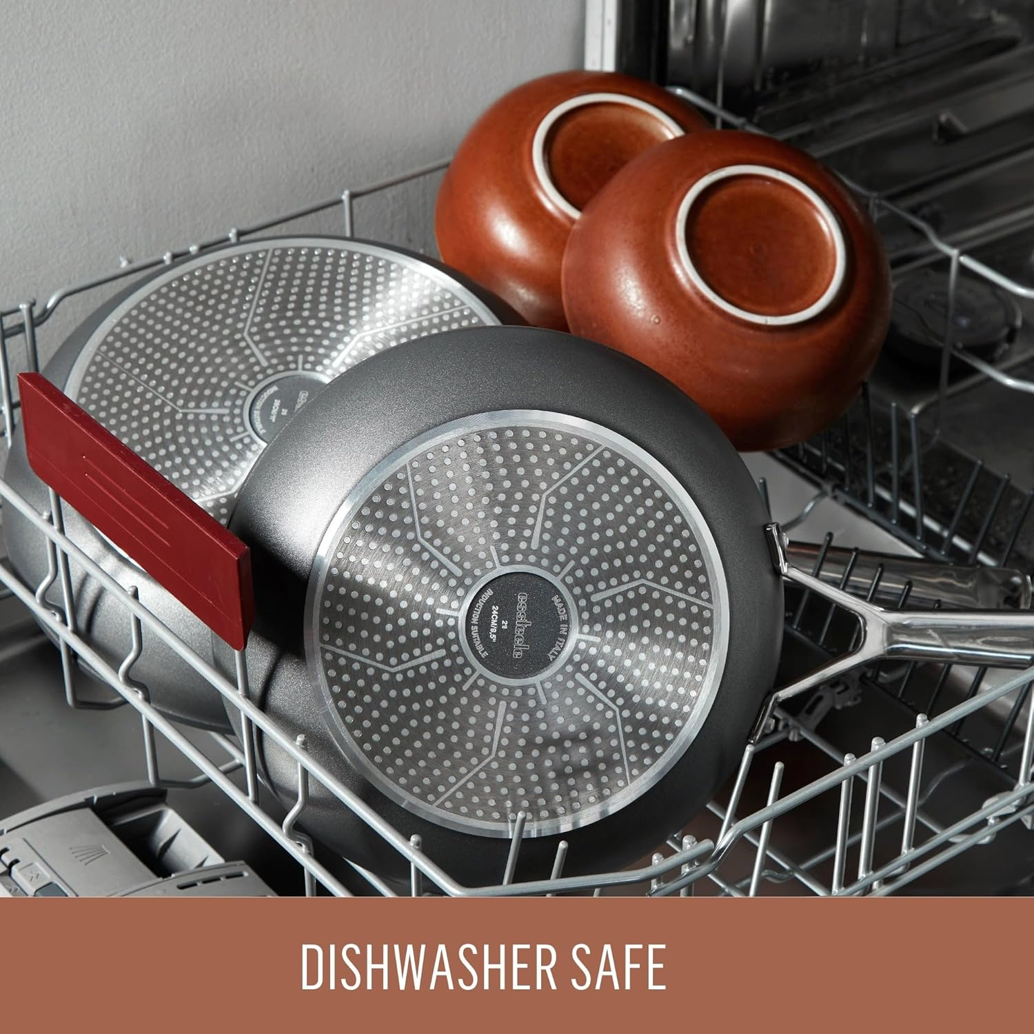 Essteele per Bellezza 5-Piece Nonstick Cookware Set, Induction, Gas & Electric Compatible, Includes Frypan, Wok, Saute Pan with Lid, Dishwasher & Oven Safe, Grey image number 2