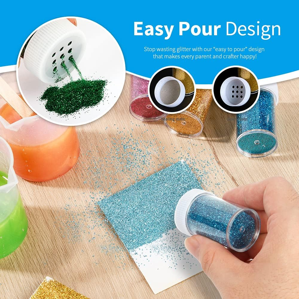 Teenitor Fine Glitter for Crafts Set, 24 Jars Hair Glitter for Face and Body Glitter, Extra Fine Glitter for Resin Craft Glitter, Nail Glitter image number 6