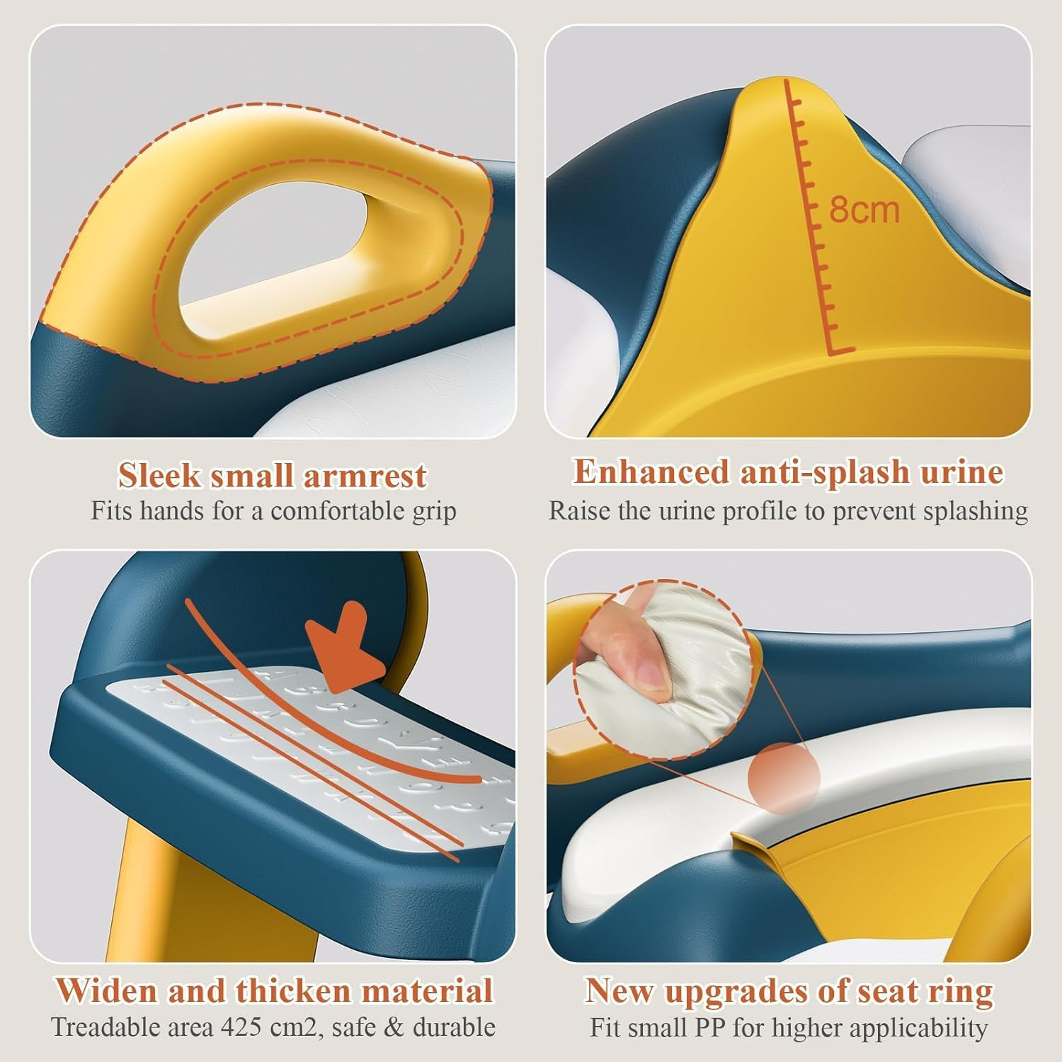 Toilet Potty Training Seat with Step Stool Ladder, Comfortable Safe Potty Seat with Anti-Slip Pads Ladder for Kids Boys Girls Toddlers with Urinals, Splash Guard ， Safe Potty Seat (Blue) - Pink image number 5