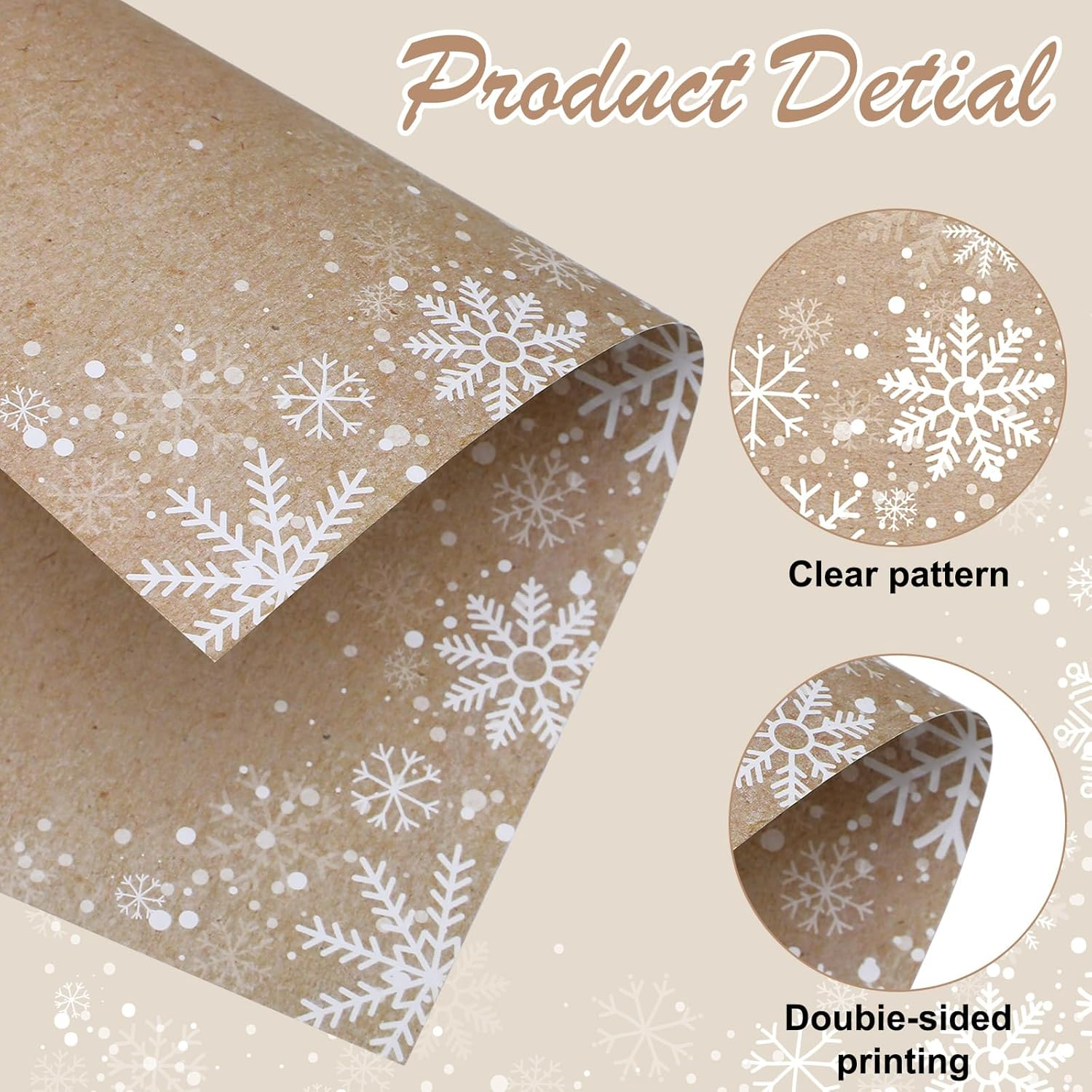 140 Pcs Christmas Stationery Paper White Snowflakes Letterhead Paper 8.5" X 11" Rustic Faux Kraft Winter Holiday Paper for Wedding Invitation Crafts Computer Office Supplies image number 5